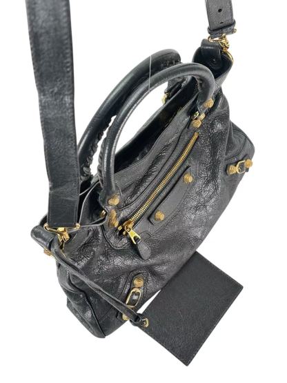 BALENCIAGA - Grey Calfskin Giant City Bag 2way Gold Hardware
