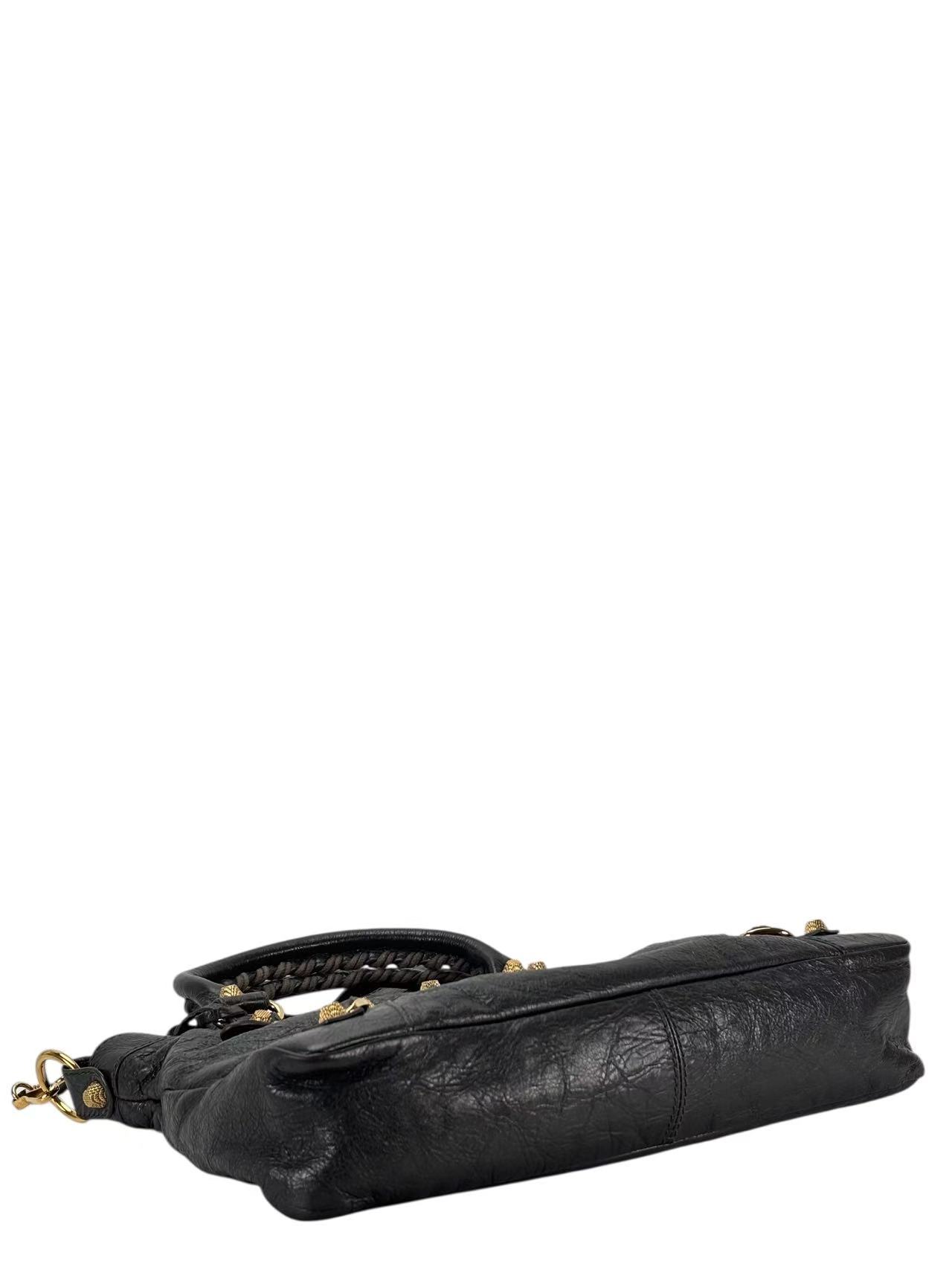 BALENCIAGA - Grey Calfskin Giant City Bag 2way Gold Hardware