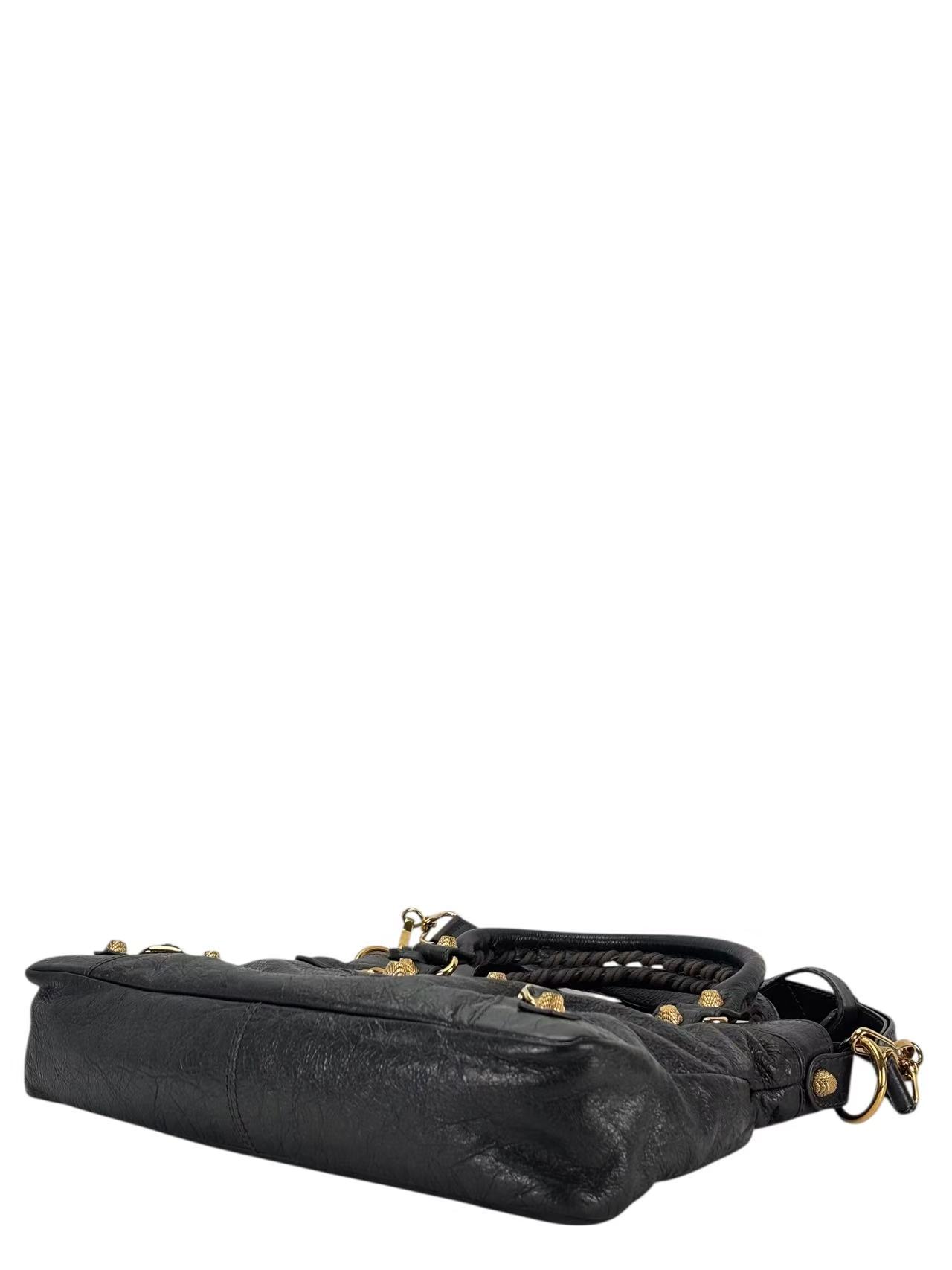 BALENCIAGA - Grey Calfskin Giant City Bag 2way Gold Hardware