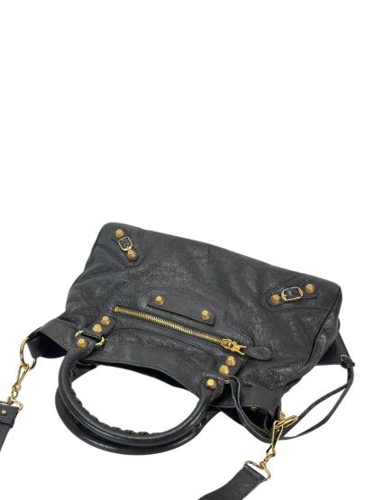 BALENCIAGA - Grey Calfskin Giant City Bag 2way Gold Hardware