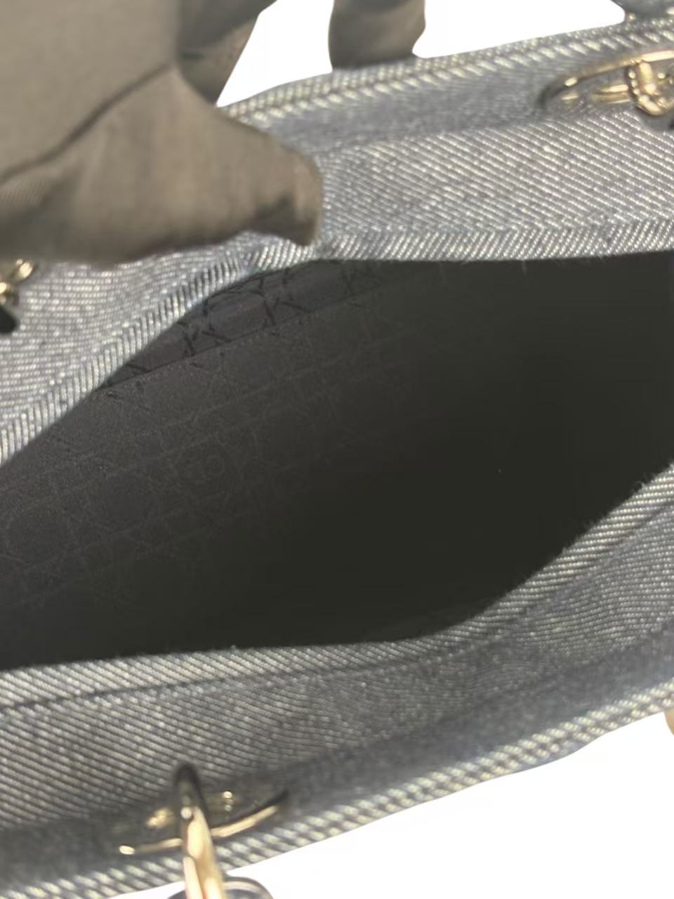 CHRISTIAN DIOR - Denim Leather Navy 2way Lady Dior Bag