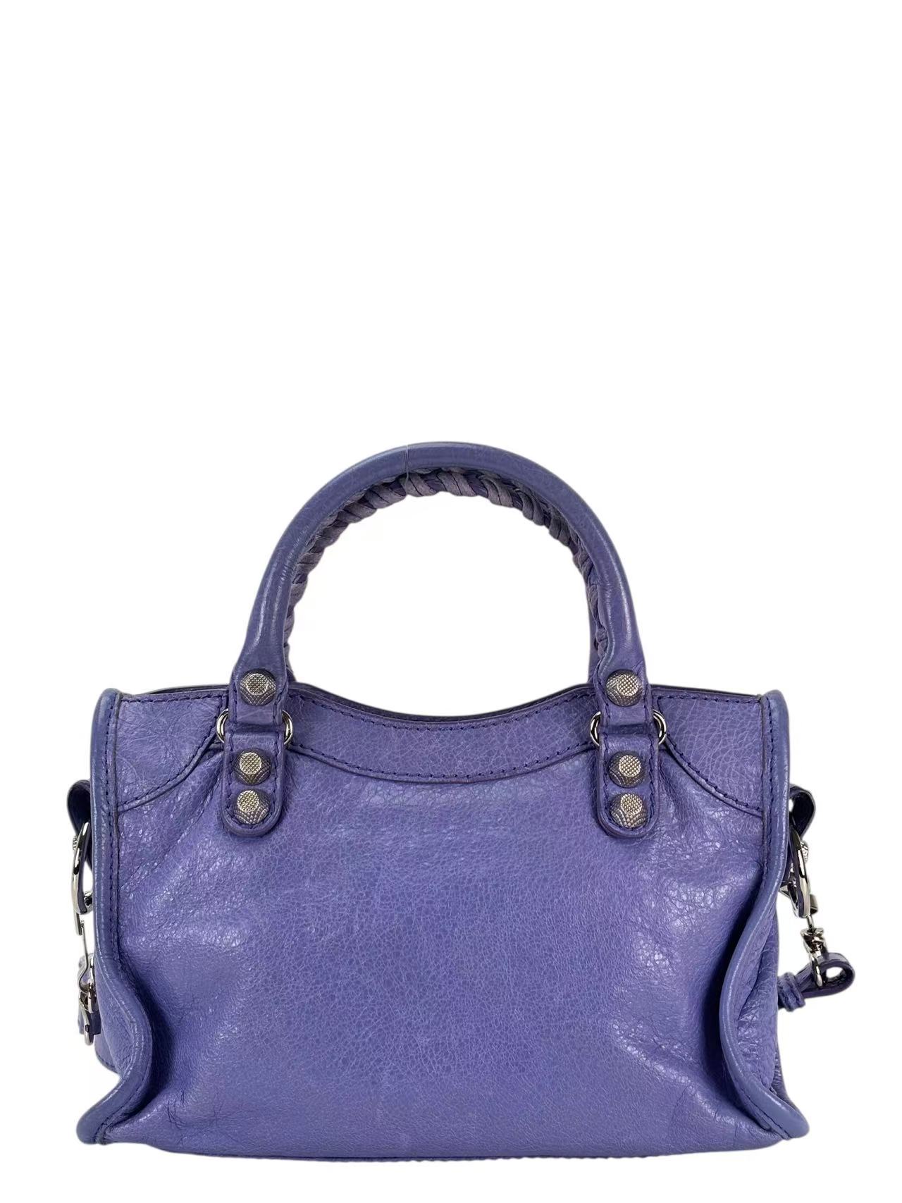 BALENCIAGA - Purple Calfskin Classic City 2way Bag Sliver Hardware