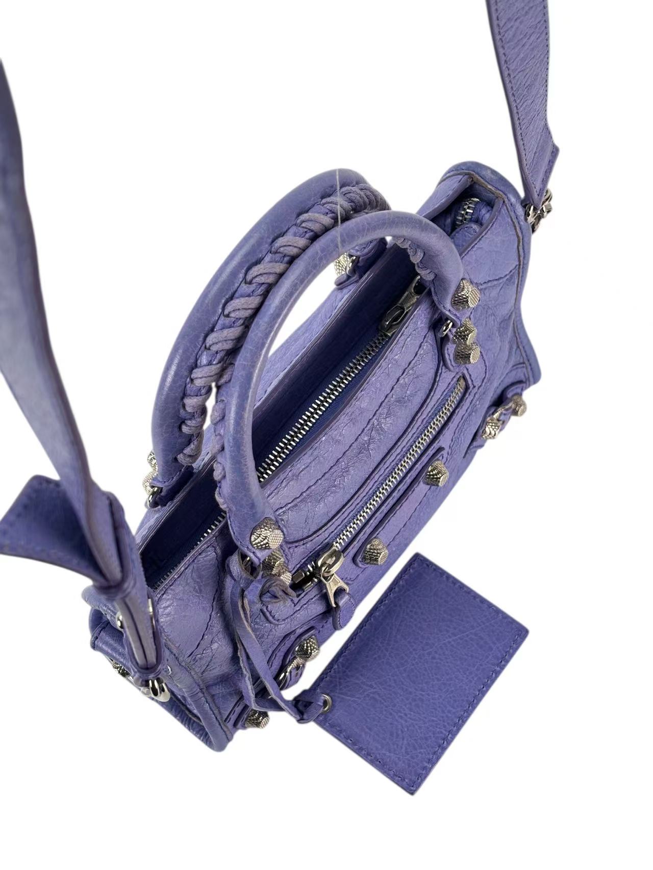 BALENCIAGA - Purple Calfskin Classic City 2way Bag Sliver Hardware