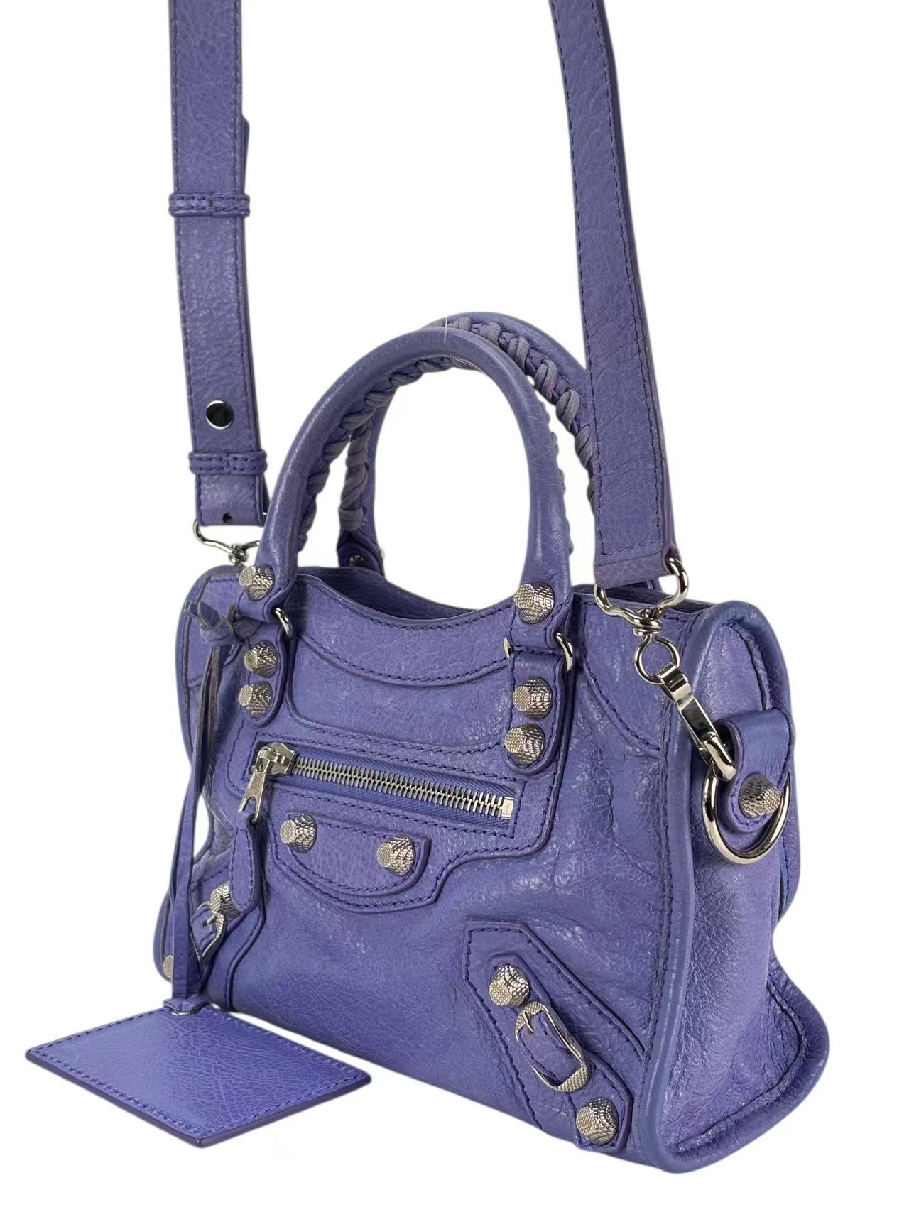 BALENCIAGA - Purple Calfskin Giant City 2way Bag Sliver Hardware