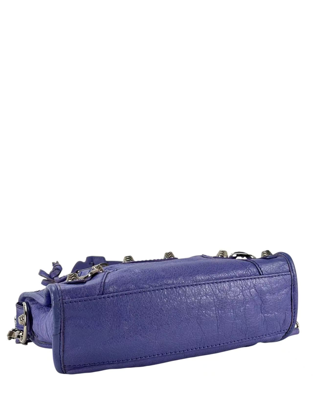 BALENCIAGA - Purple Calfskin Giant City 2way Bag Sliver Hardware