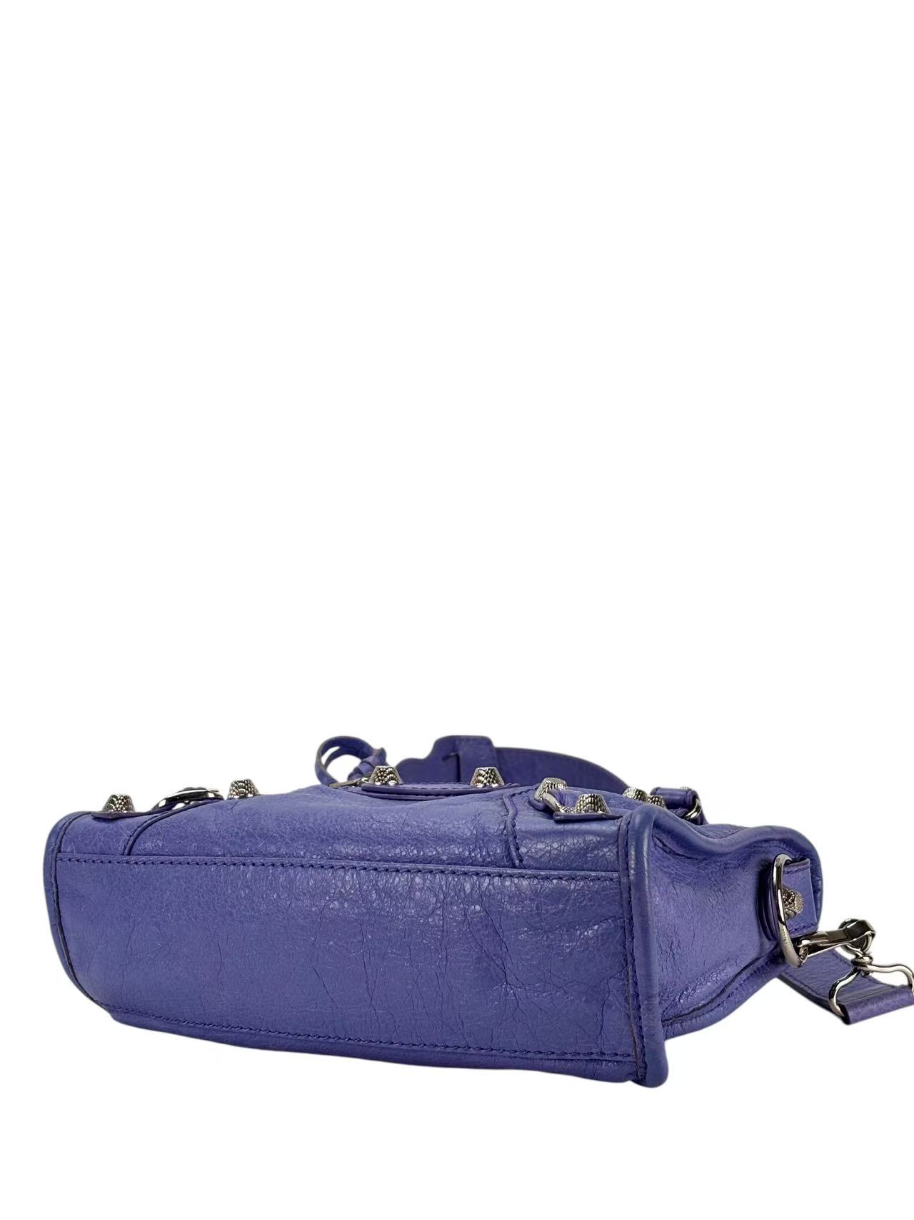 BALENCIAGA - Purple Calfskin Classic City 2way Bag Sliver Hardware