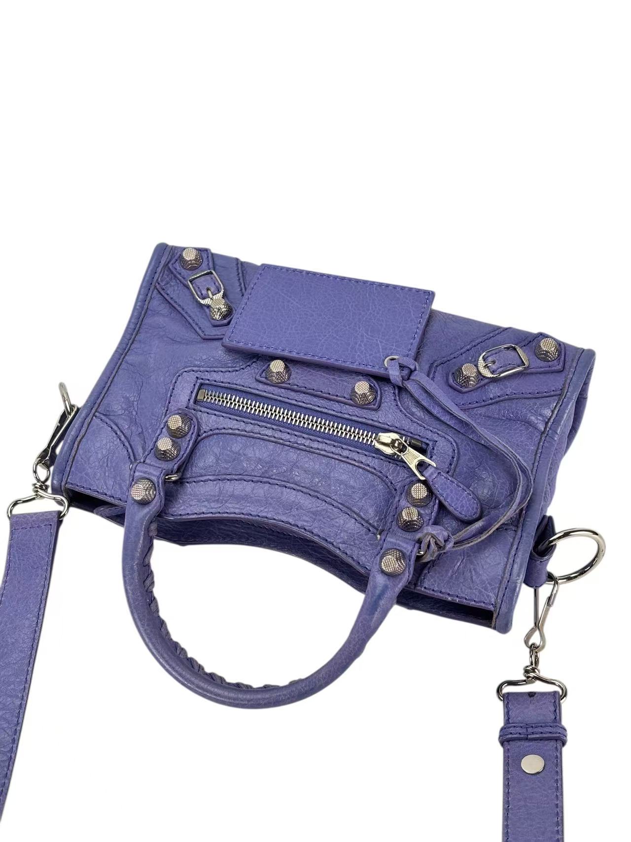 BALENCIAGA - Purple Calfskin Classic City 2way Bag Sliver Hardware