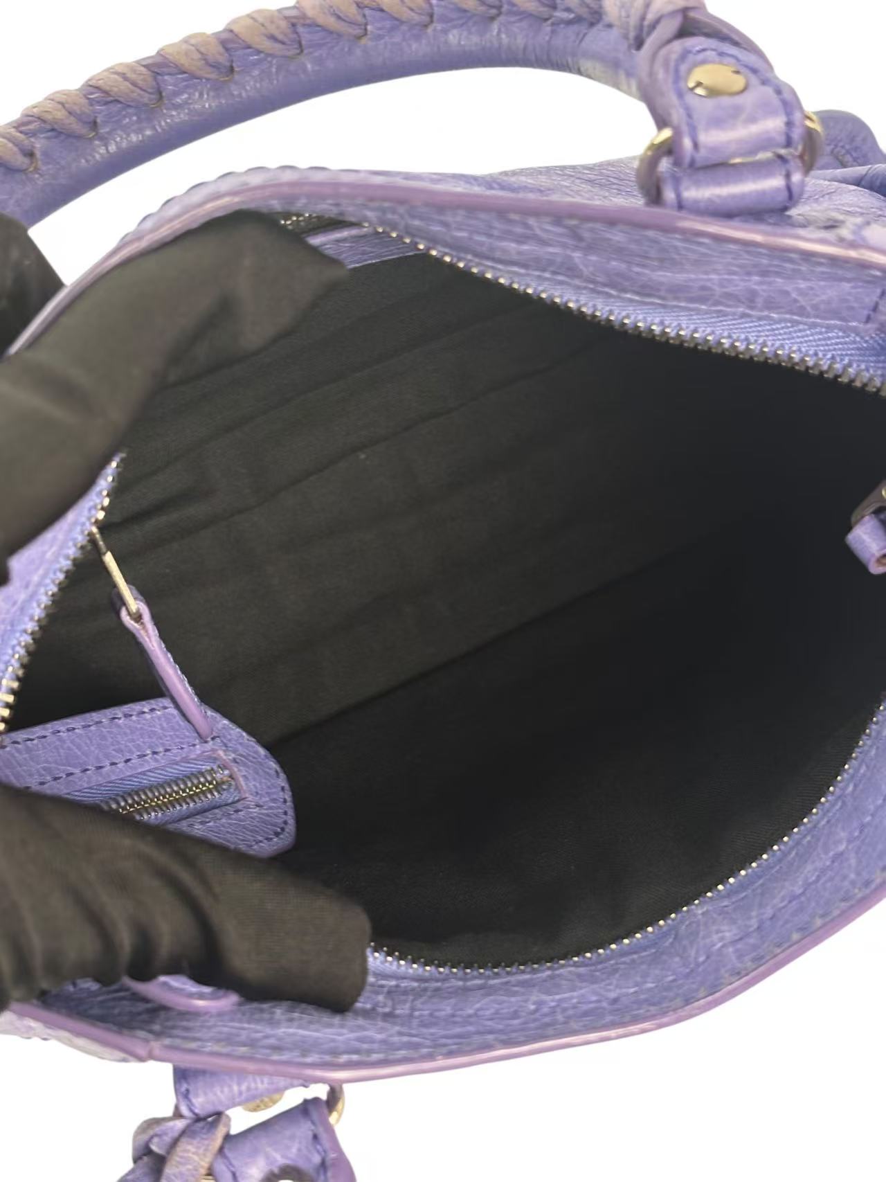 BALENCIAGA - Purple Calfskin Classic City 2way Bag Sliver Hardware