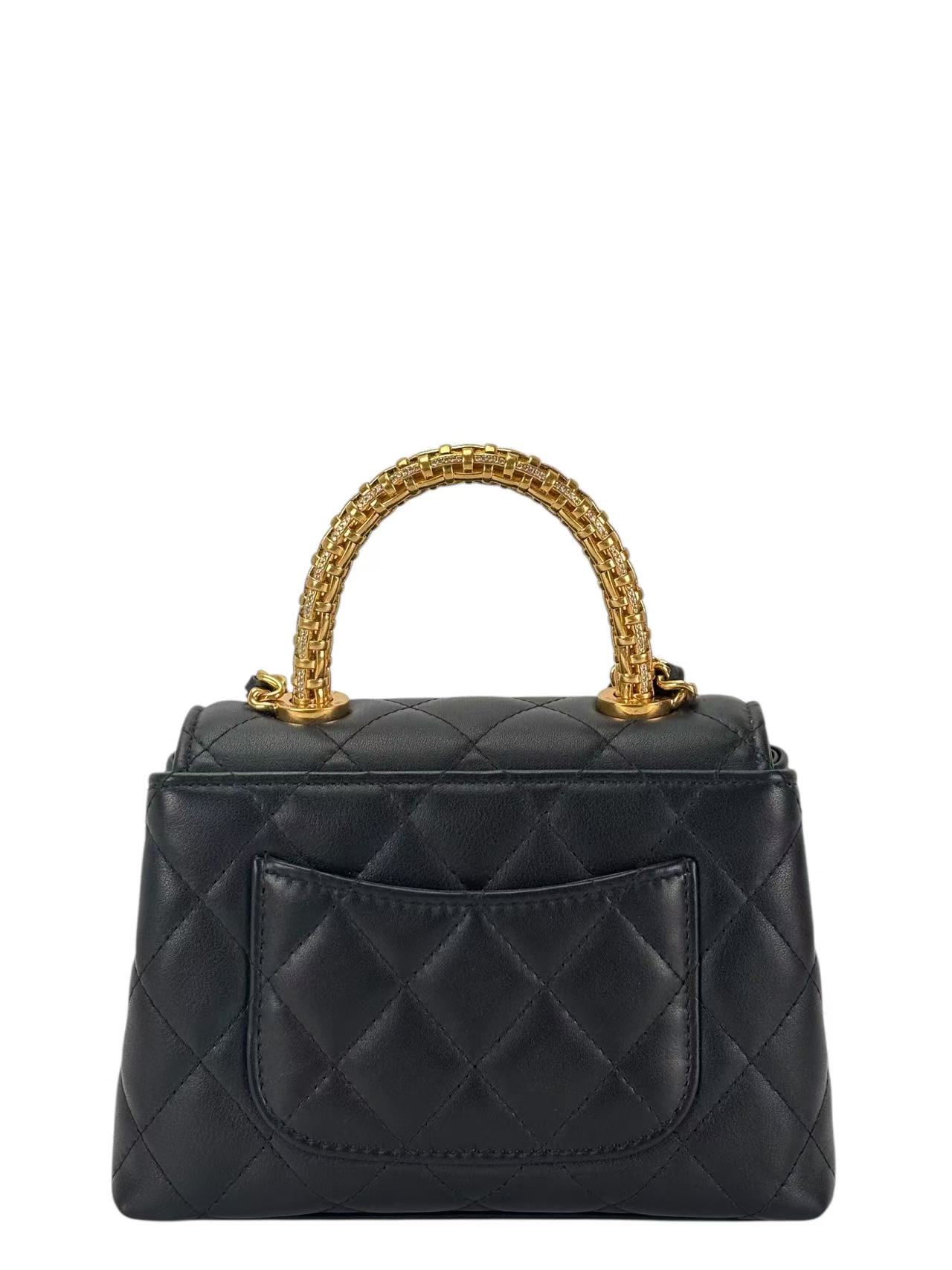 CHANEL - 25A Coco Handle Nano Black Caviar Gold Hardware