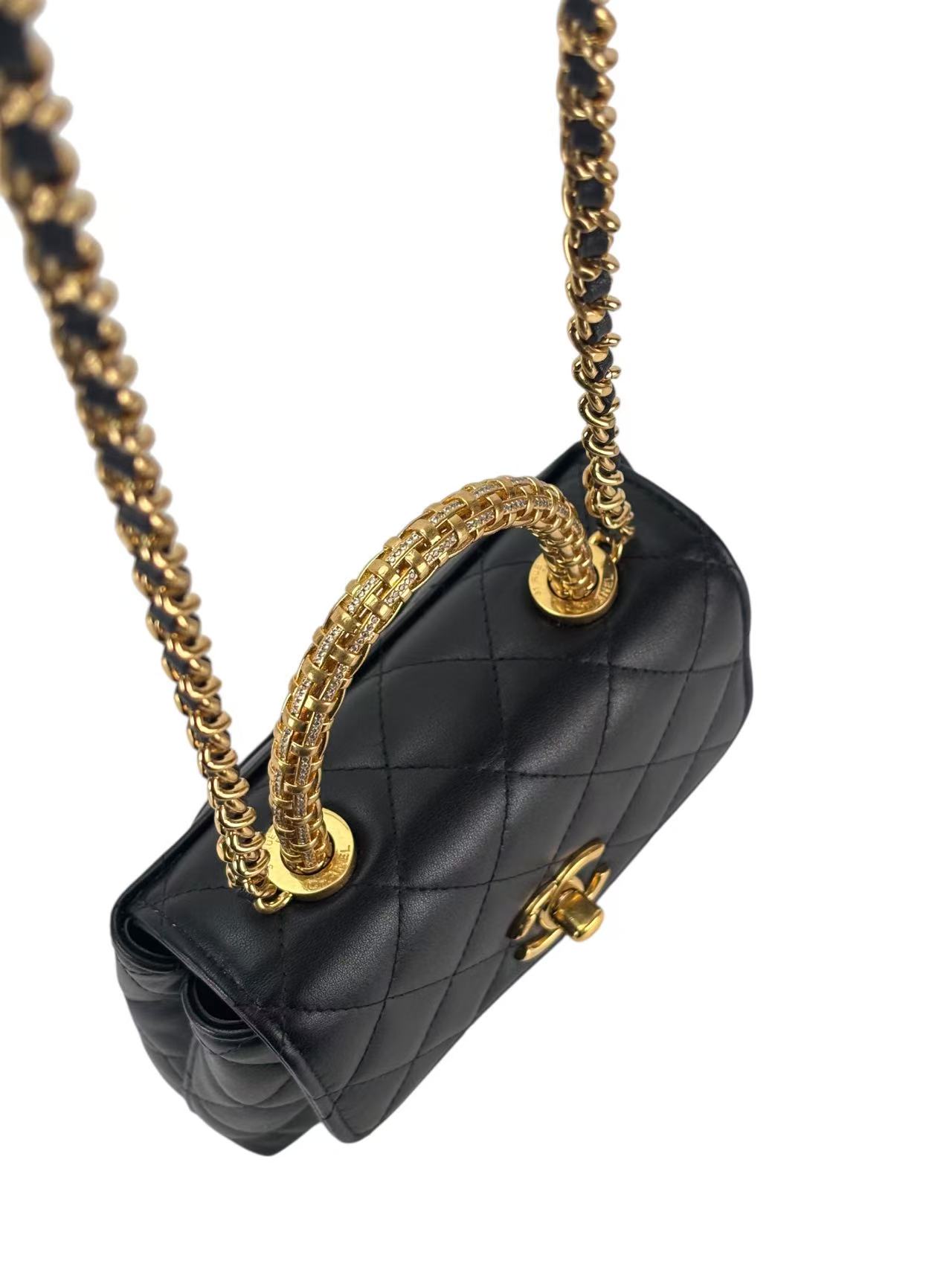 CHANEL - 25A Coco Handle Nano Black Caviar Gold Hardware