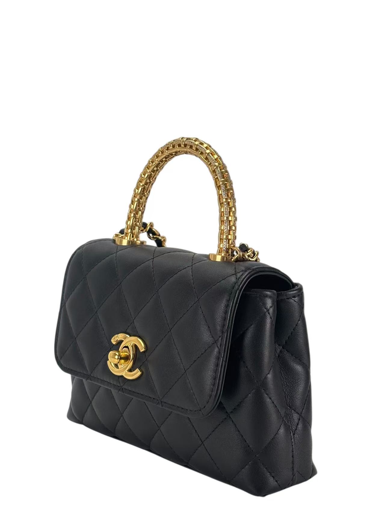 CHANEL - 25A Coco Handle Nano Black Caviar Gold Hardware