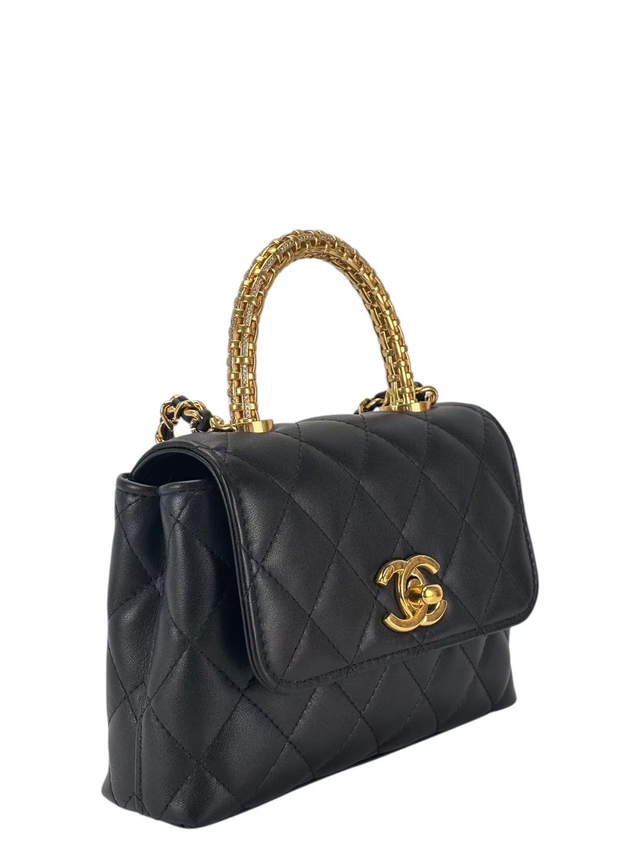 CHANEL - 25A Coco Handle Nano Black Caviar Gold Hardware