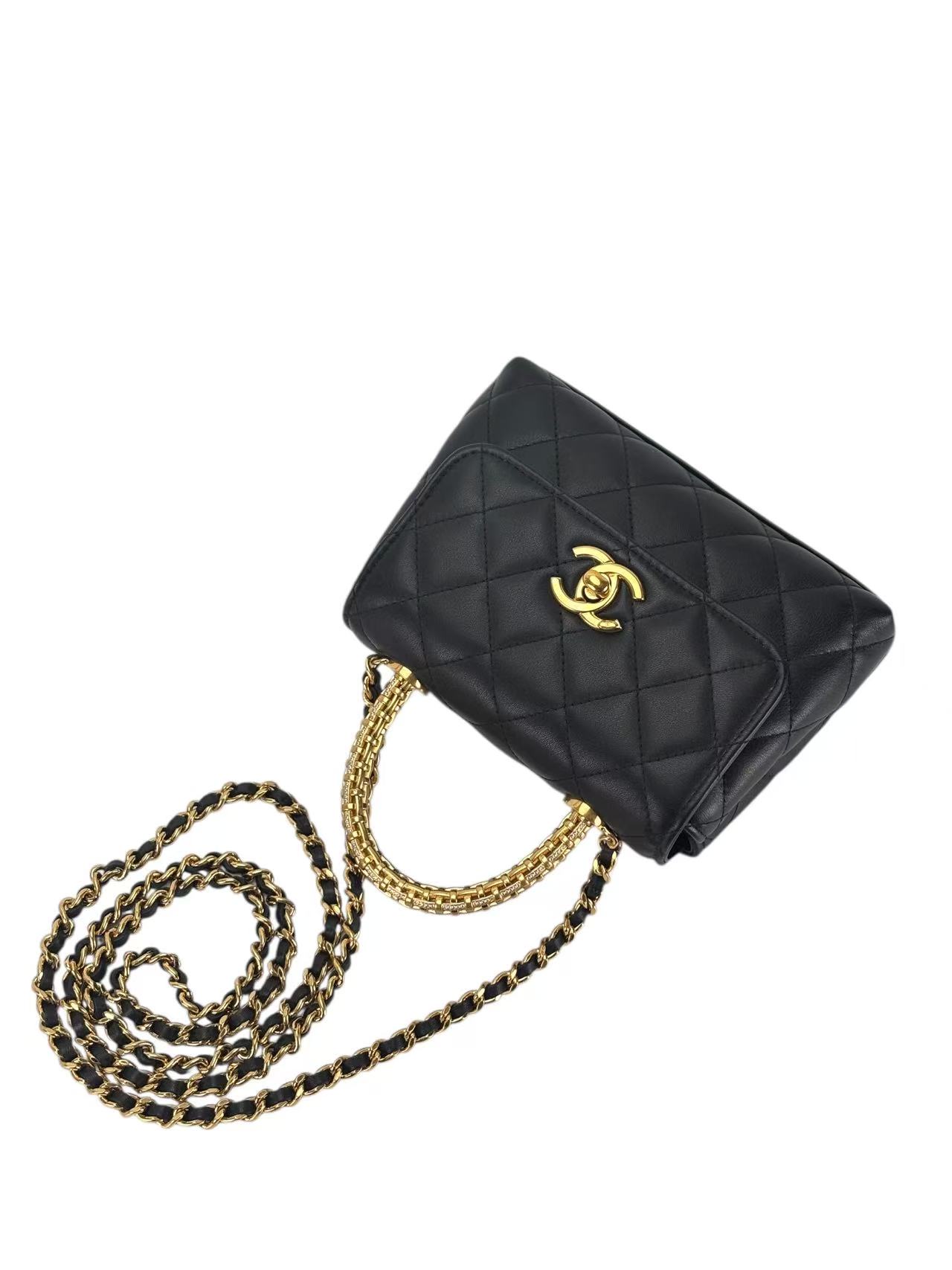 CHANEL - 25A Coco Handle Nano Black Caviar Gold Hardware