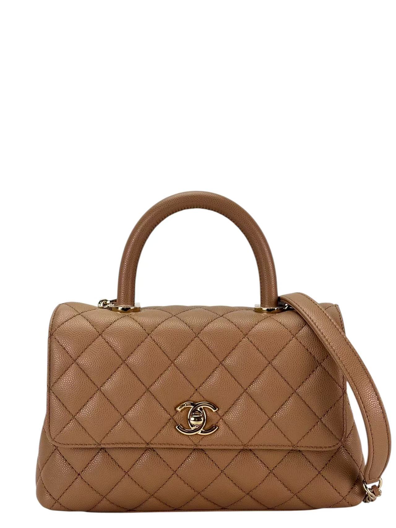 CHANEL - 22K Beige Caviar Skin Coco Handle Bag