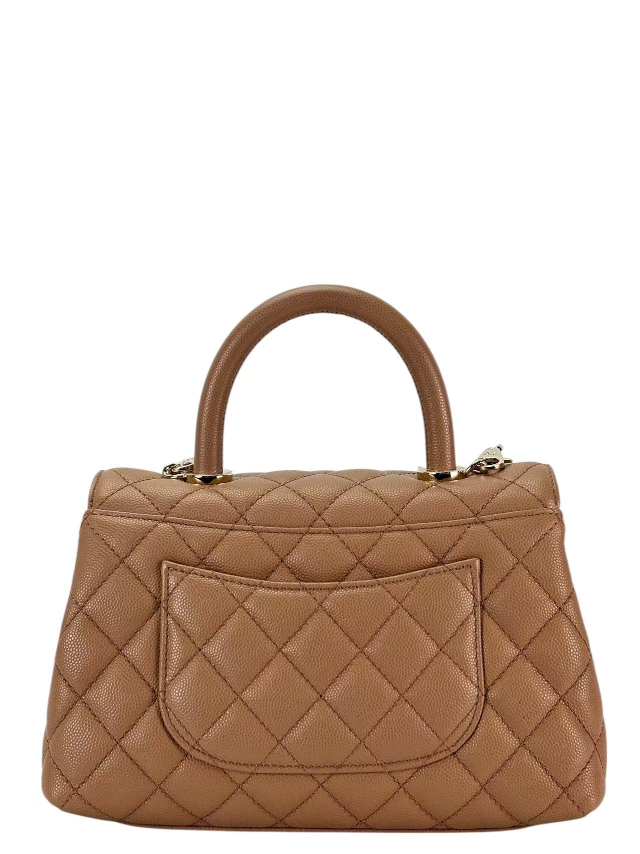 CHANEL - 22K Beige Caviar Skin Coco Handle Bag