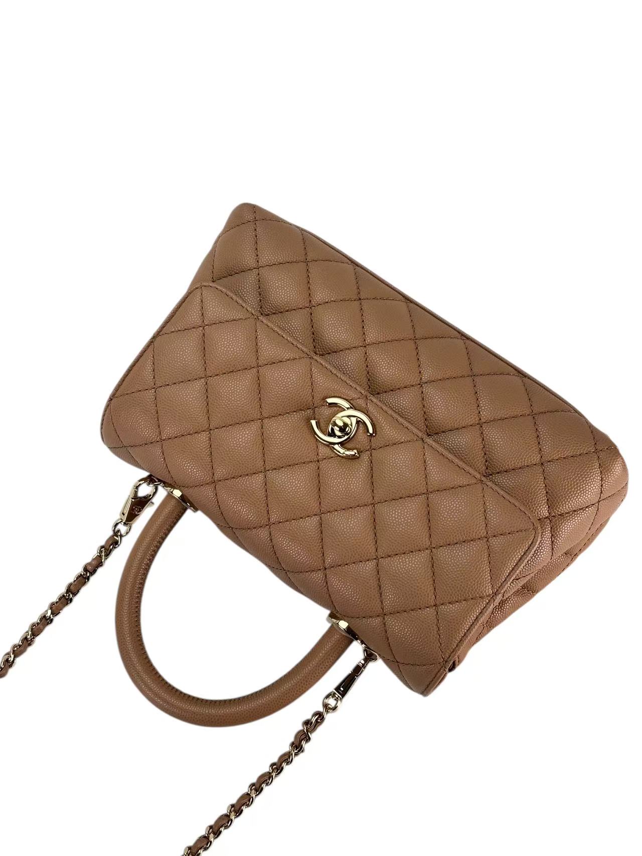 CHANEL - 22K Beige Caviar Skin Coco Handle Bag