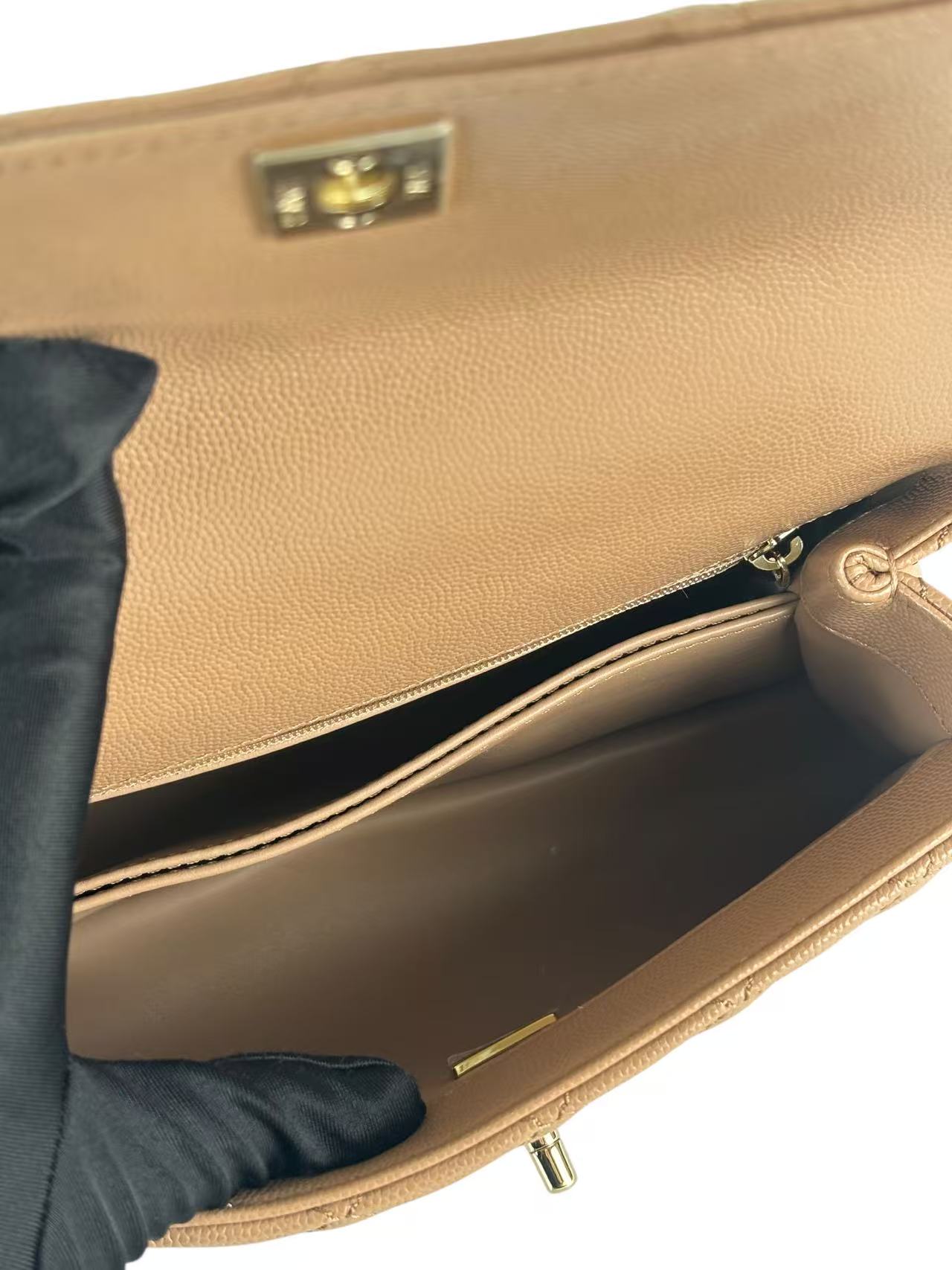 CHANEL - 22K Beige Caviar Skin Coco Handle Bag