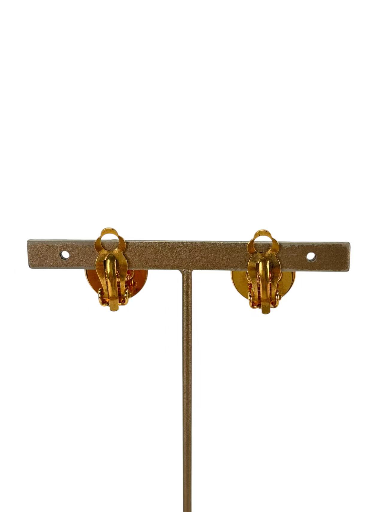 CHANEL - 97A Gold Circle CC Mark Earrings