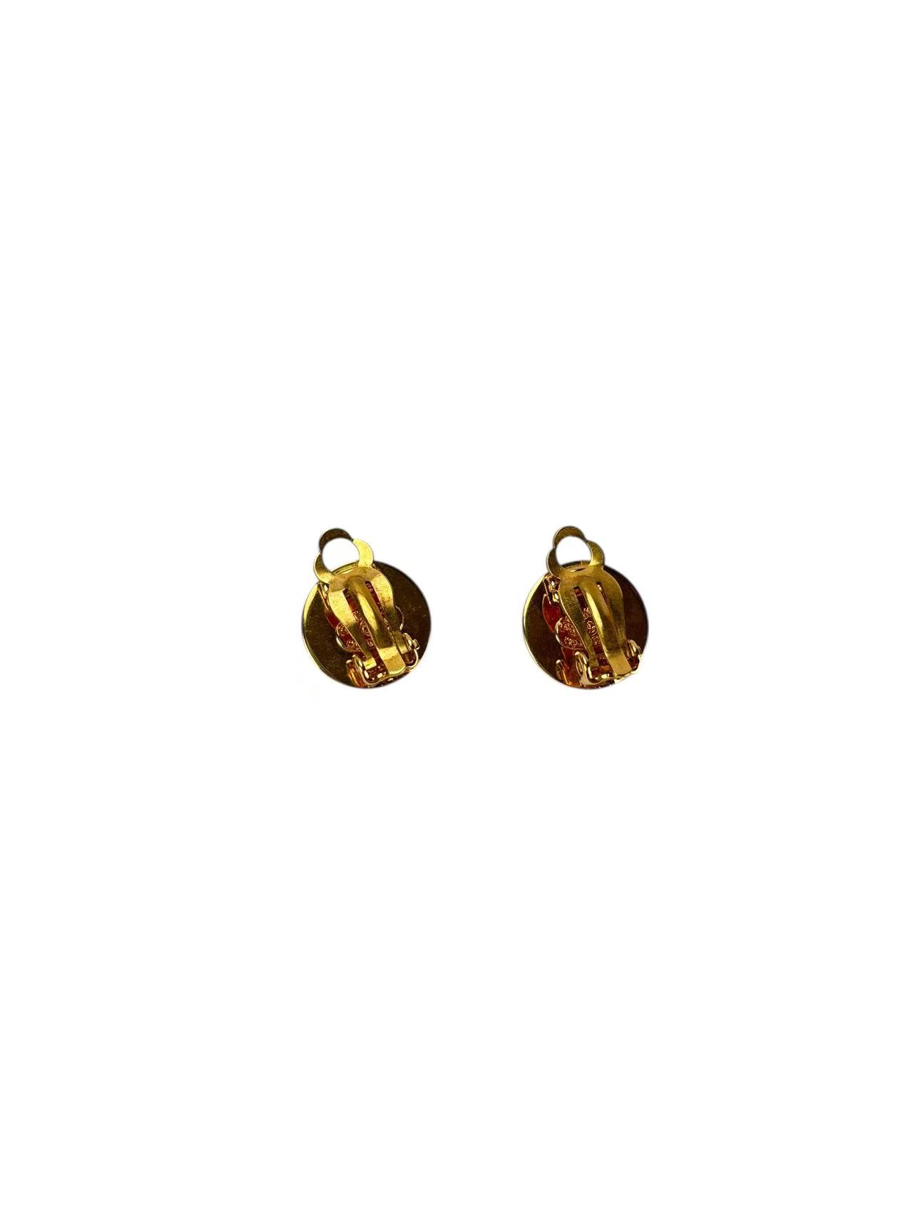 CHANEL - 97A Gold Circle CC Mark Earrings