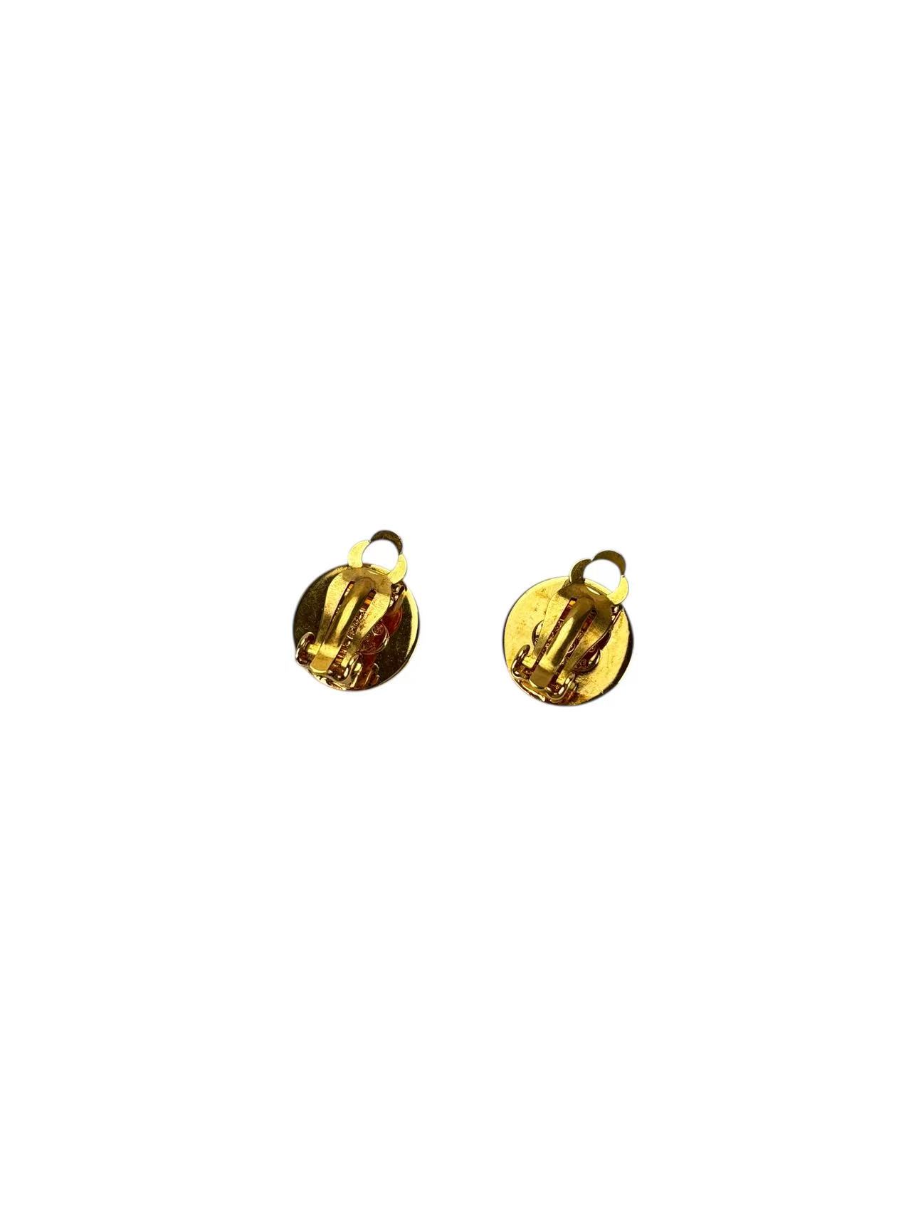 CHANEL - 97A Gold Circle CC Mark Earrings