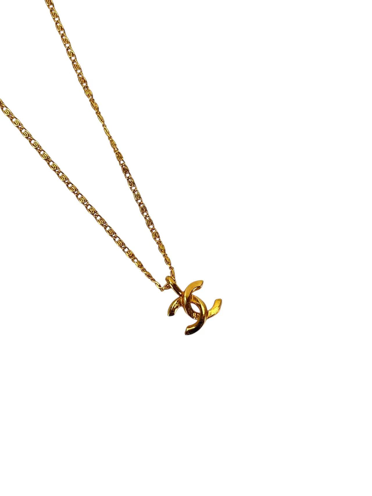 CHANEL - Gold CC Logo Pendant Necklace(1982)