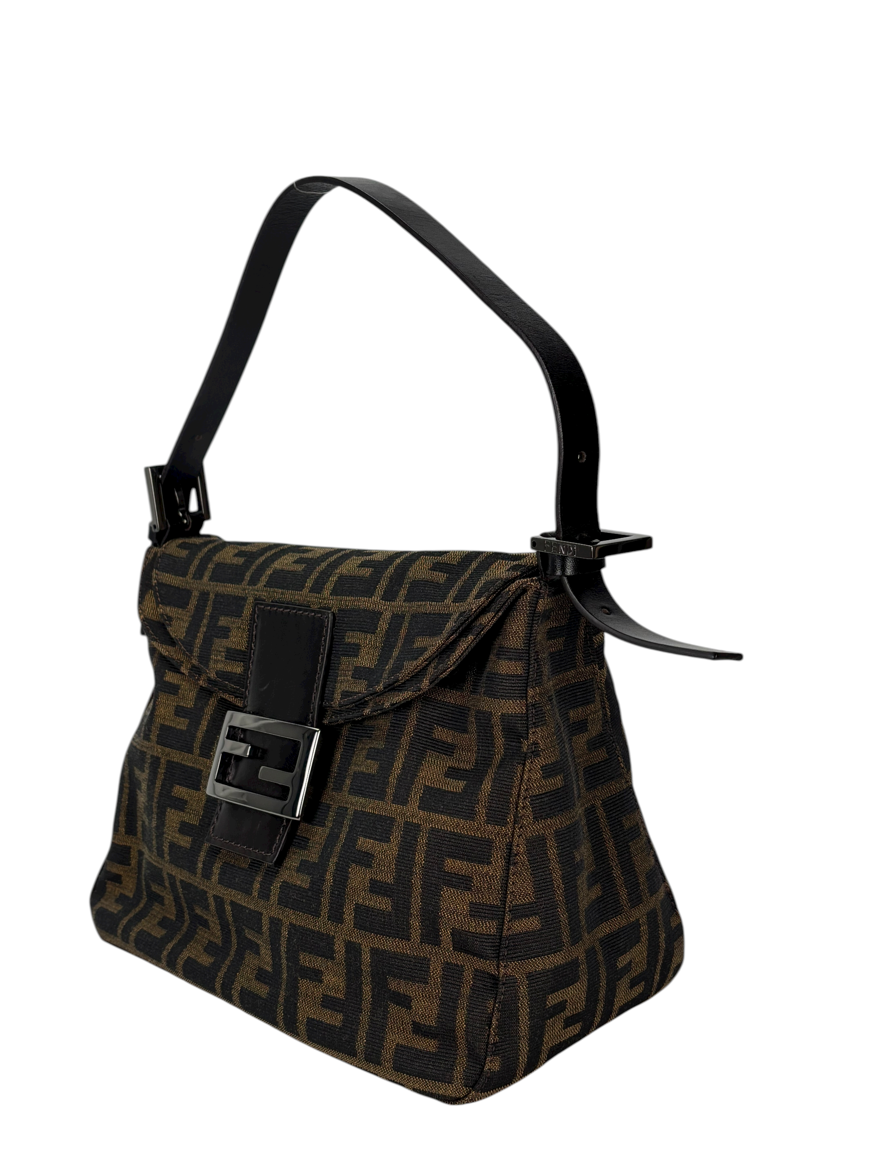 FENDI - Monogram Canvas Mamma Baguette Shoulder Bag Zucca Silver Hardware