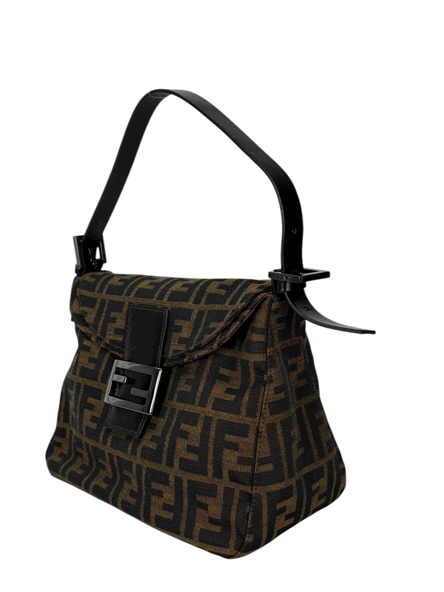 FENDI - Monogram Canvas Mamma Baguette Shoulder Bag Zucca Silver Hardware
