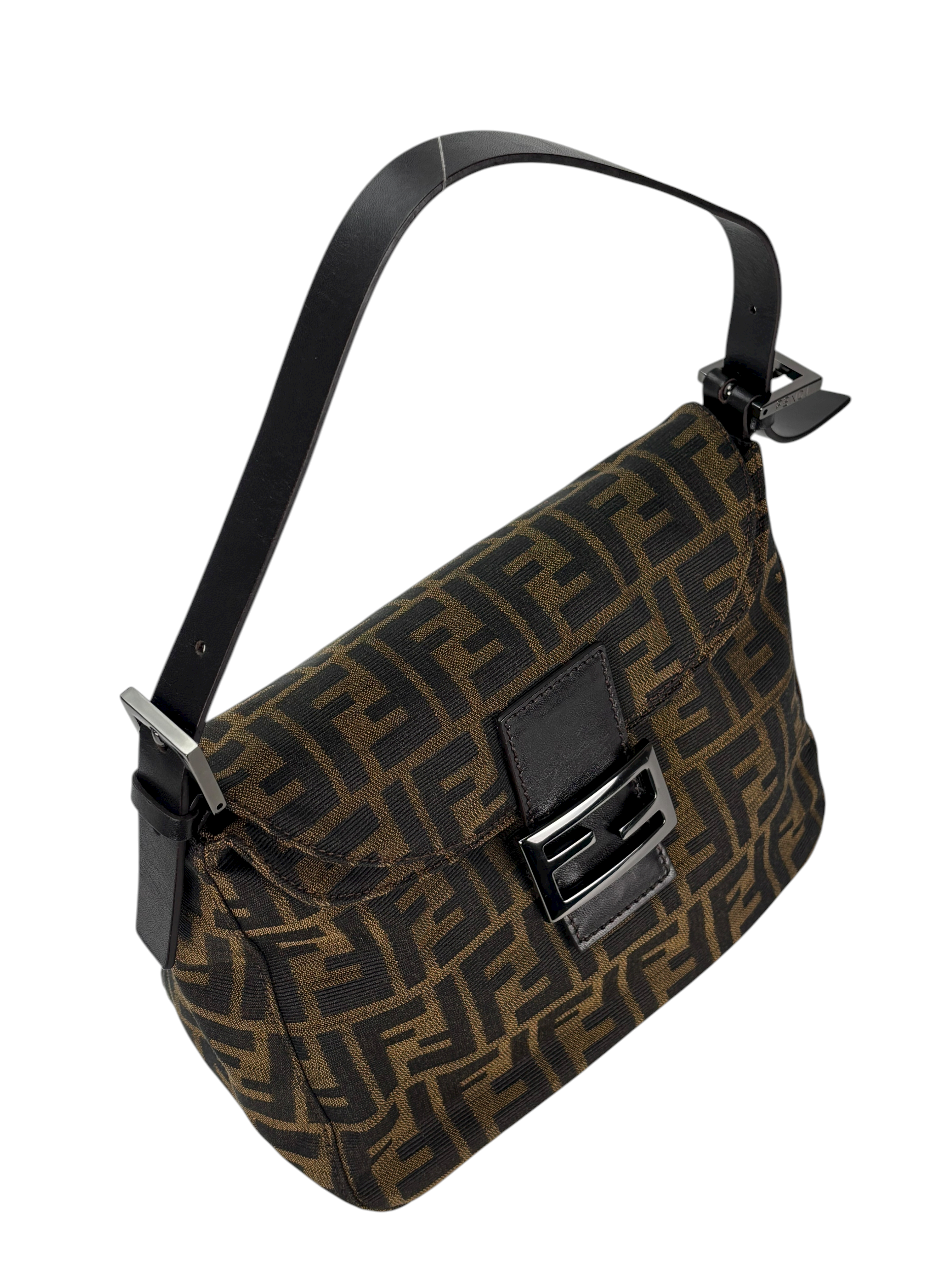FENDI - Monogram Canvas Mamma Baguette Shoulder Bag Zucca Silver Hardware