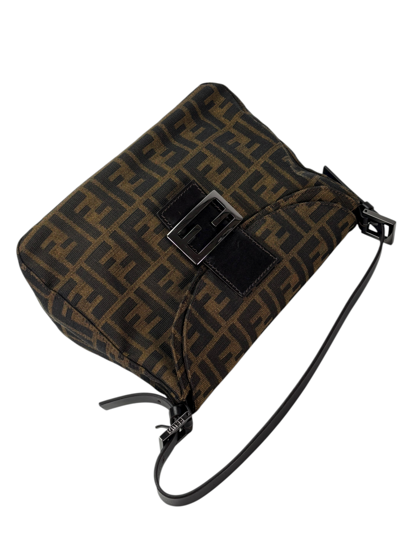 FENDI - Monogram Canvas Mamma Baguette Shoulder Bag Zucca Silver Hardware