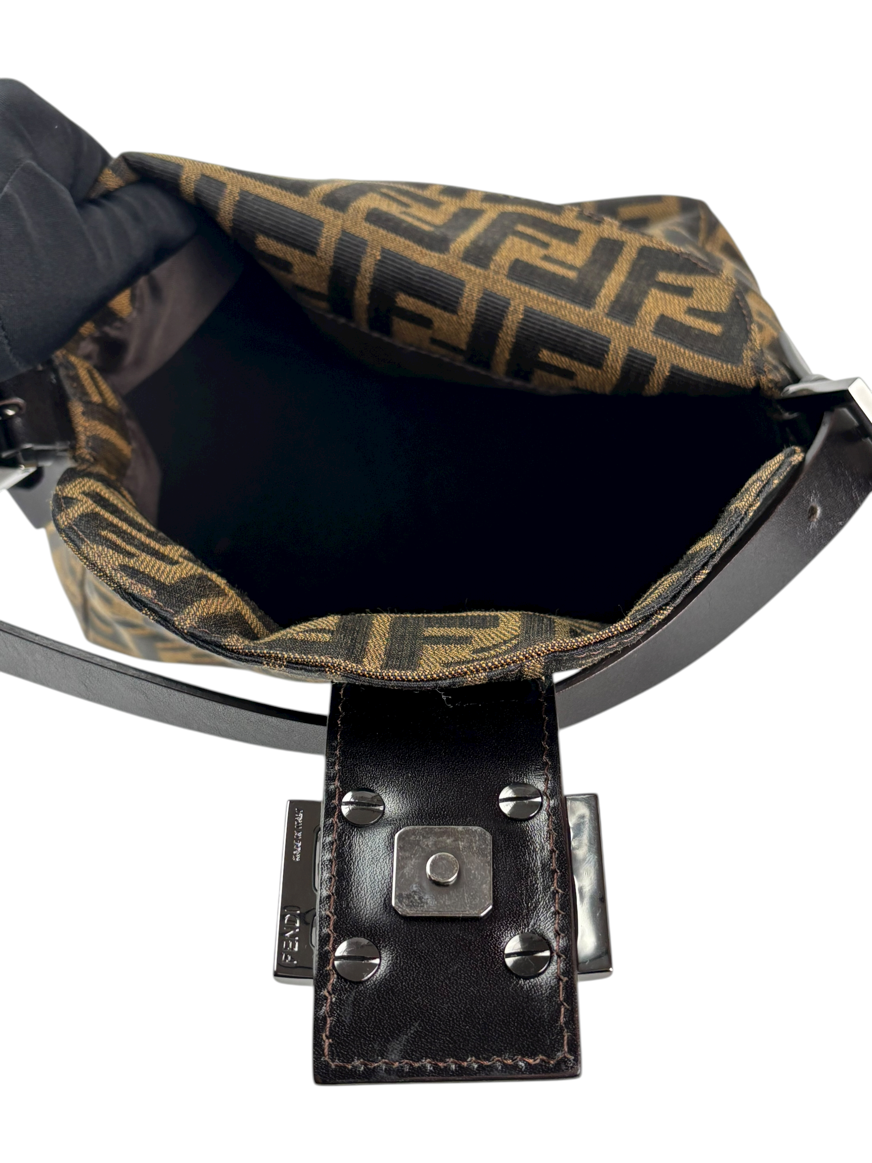 FENDI - Monogram Canvas Mamma Baguette Shoulder Bag Zucca Silver Hardware