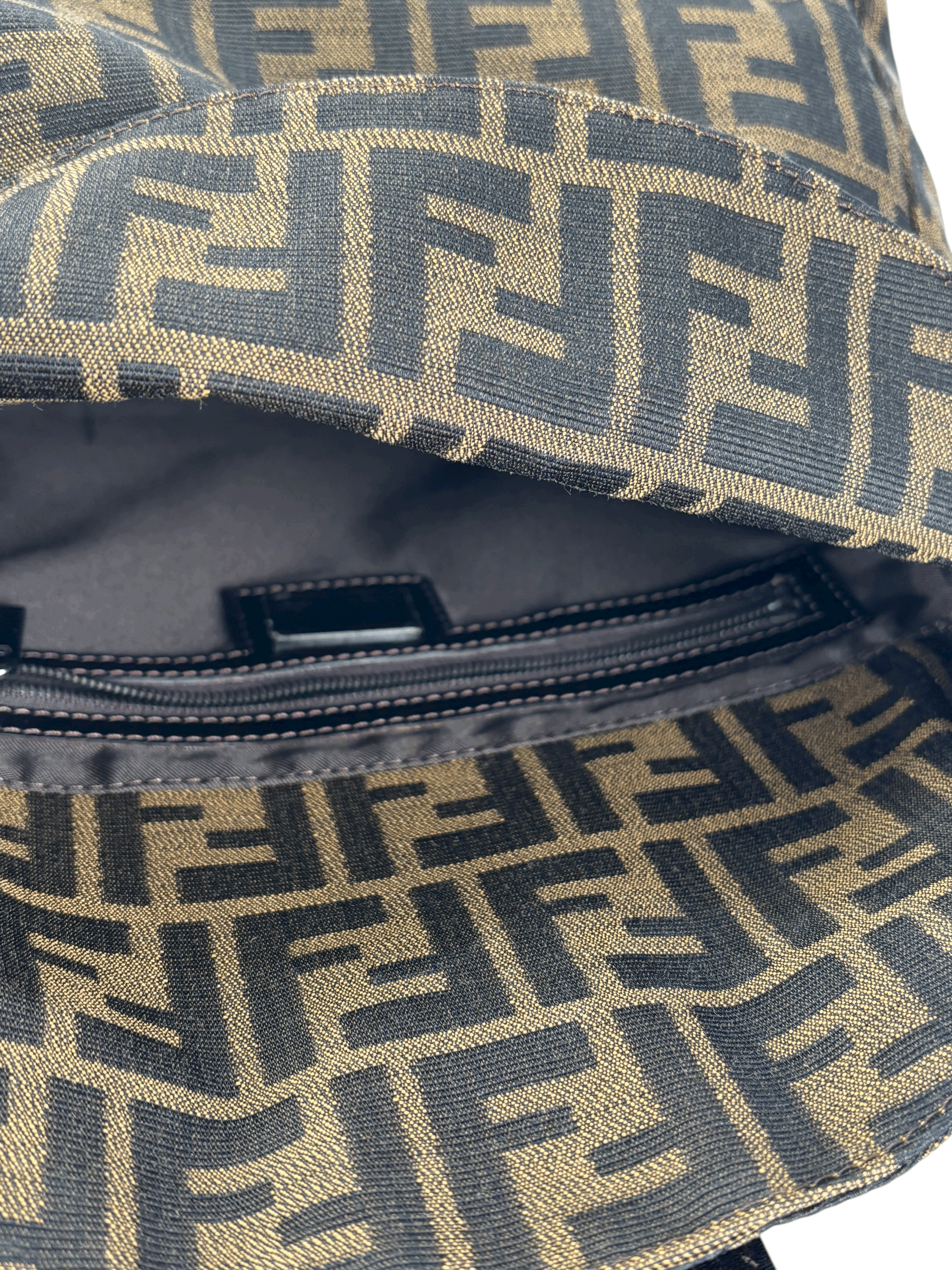 FENDI - Monogram Canvas Mamma Baguette Shoulder Bag Zucca Silver Hardware