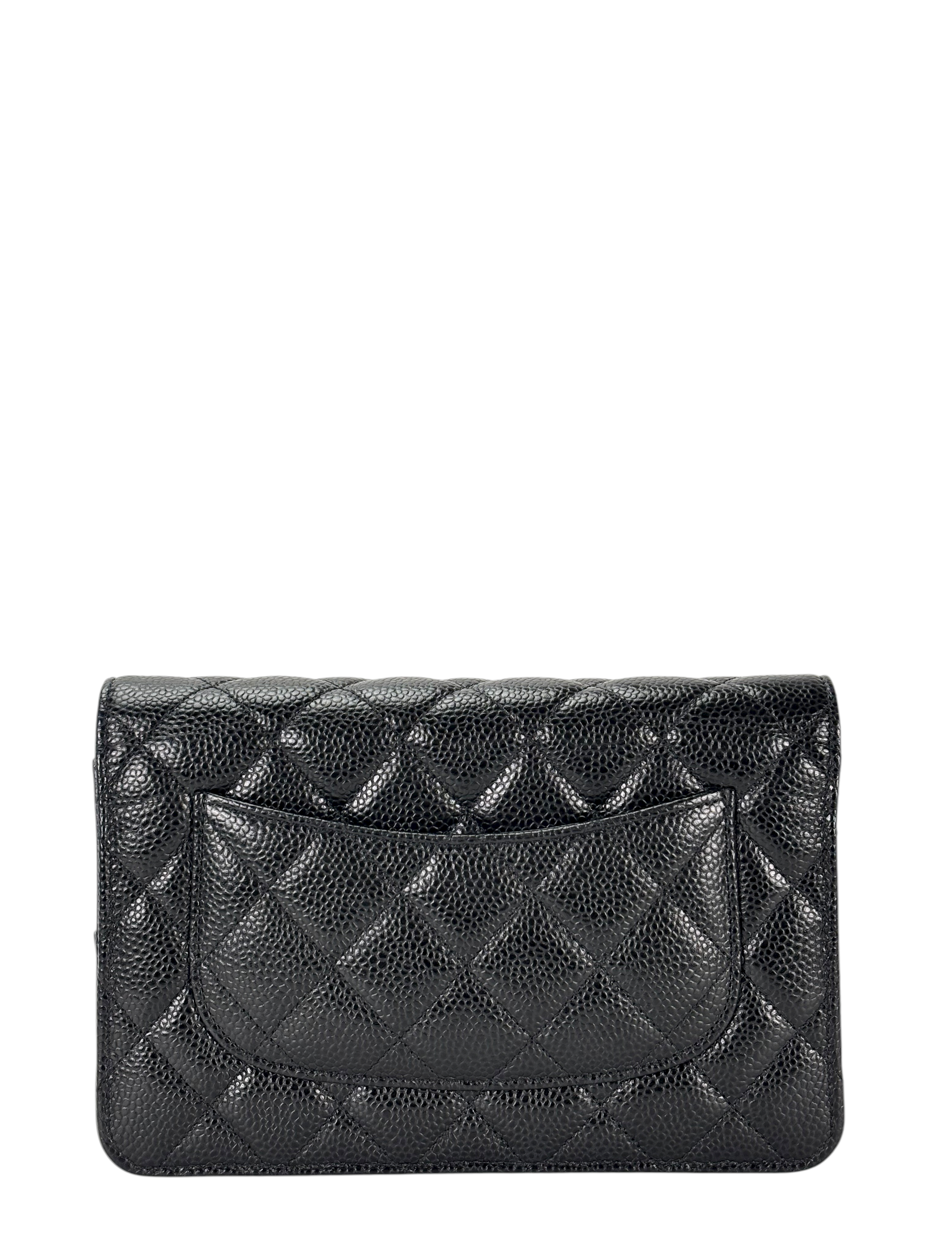 CHANEL - Black Caviar Wallet On Chain Silver-Tone Metal (WOC)
