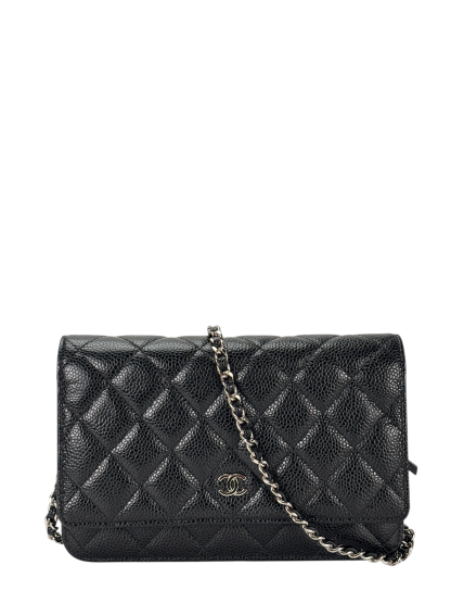 CHANEL - Black Caviar Wallet On Chain Silver-Tone Metal (WOC)