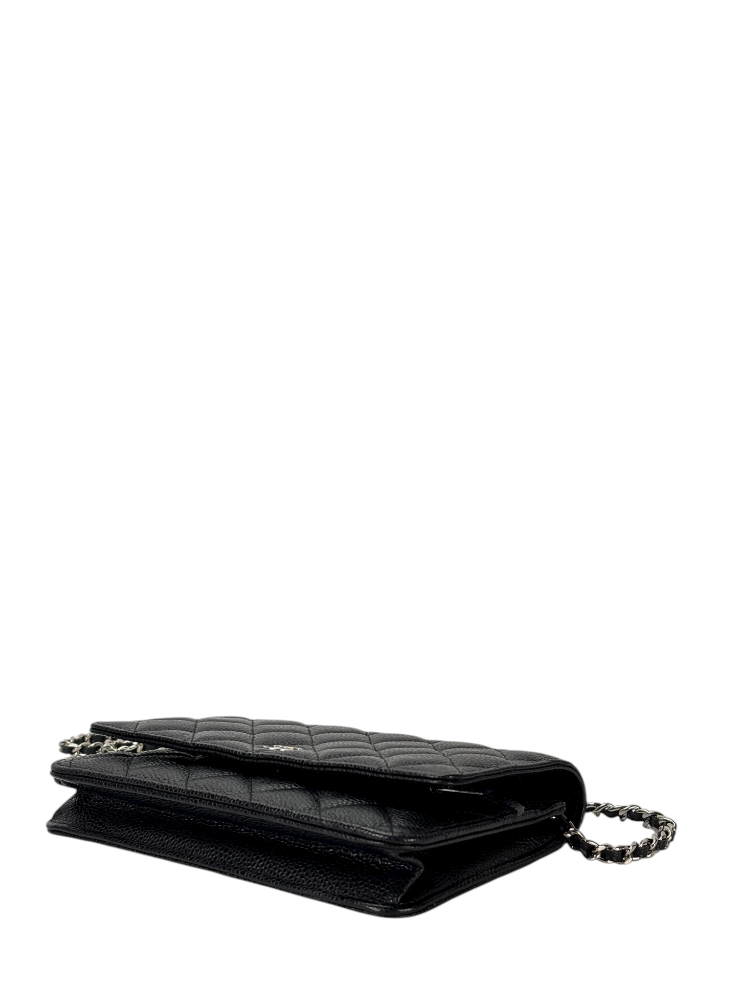 CHANEL - Black Caviar Wallet On Chain Silver-Tone Metal (WOC)