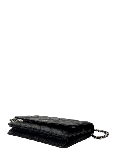 CHANEL - Black Caviar Wallet On Chain Silver-Tone Metal (WOC)