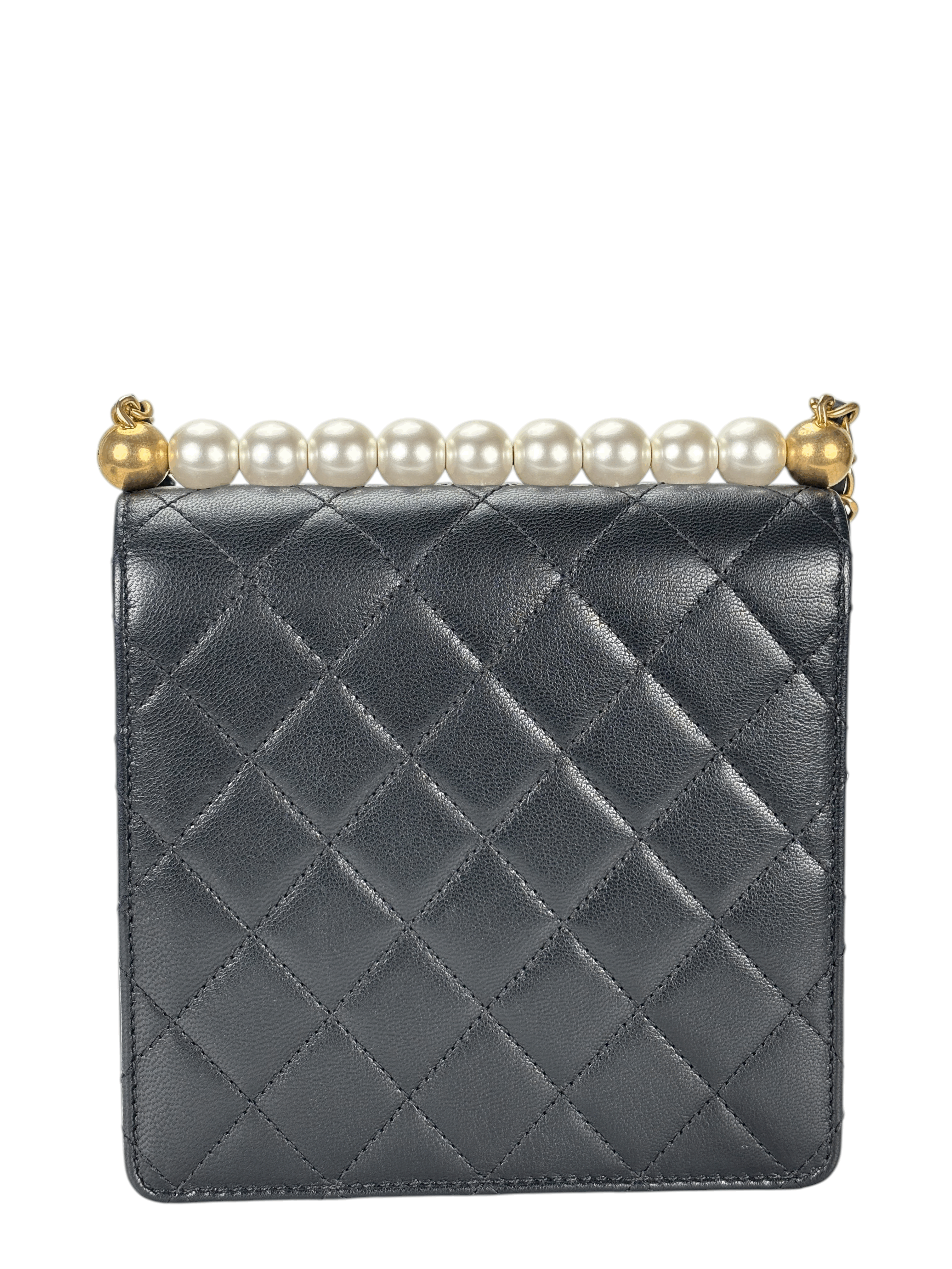 CHANEL - Black Lambskin Mini Chic Vertical Pearls Flap Bag