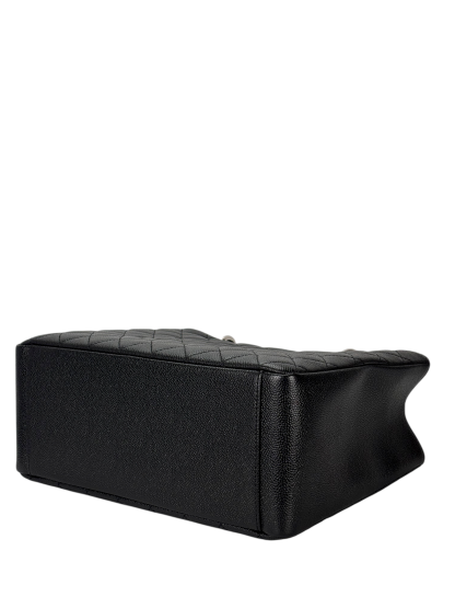 CHANEL - Black Caviar Quilted Grand Shopping Tote GST Sliver Hardware