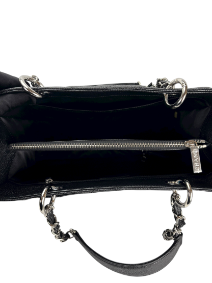 CHANEL - Black Caviar Quilted Grand Shopping Tote GST Sliver Hardware