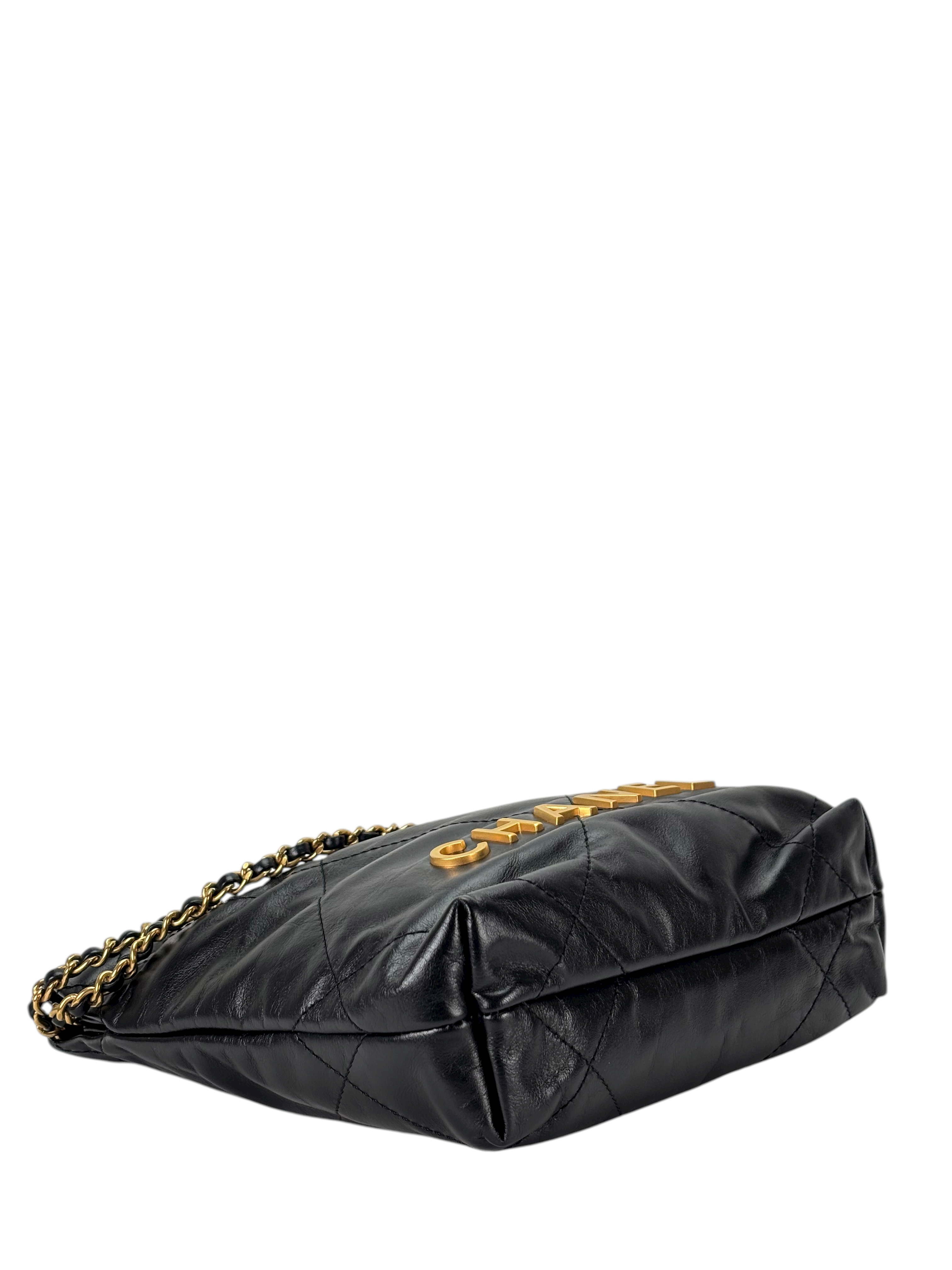 CHANEL - 22 Mini Bag Black Calfskin Gold Hardware