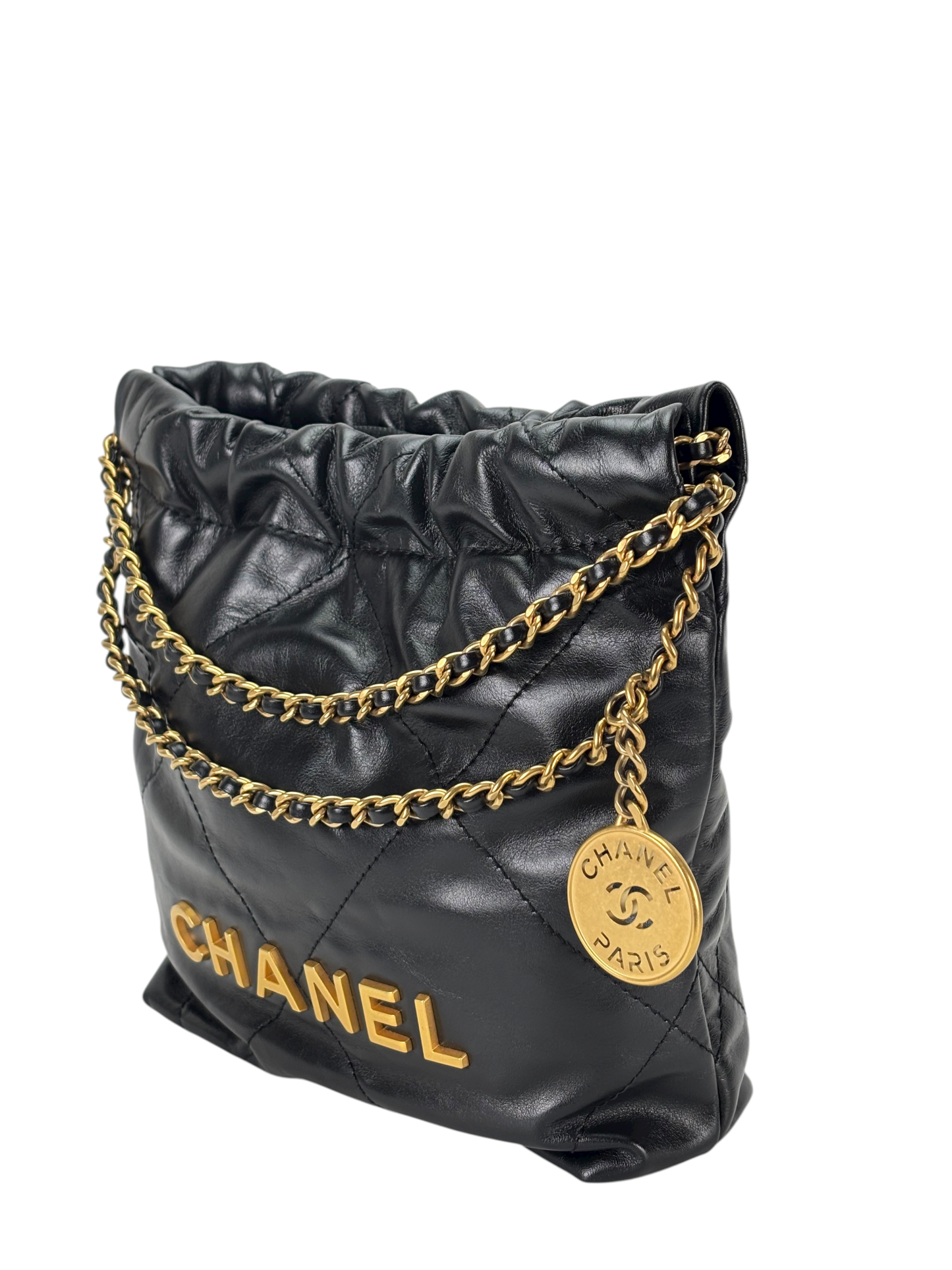 CHANEL - 22 Mini Bag Black Calfskin Gold Hardware
