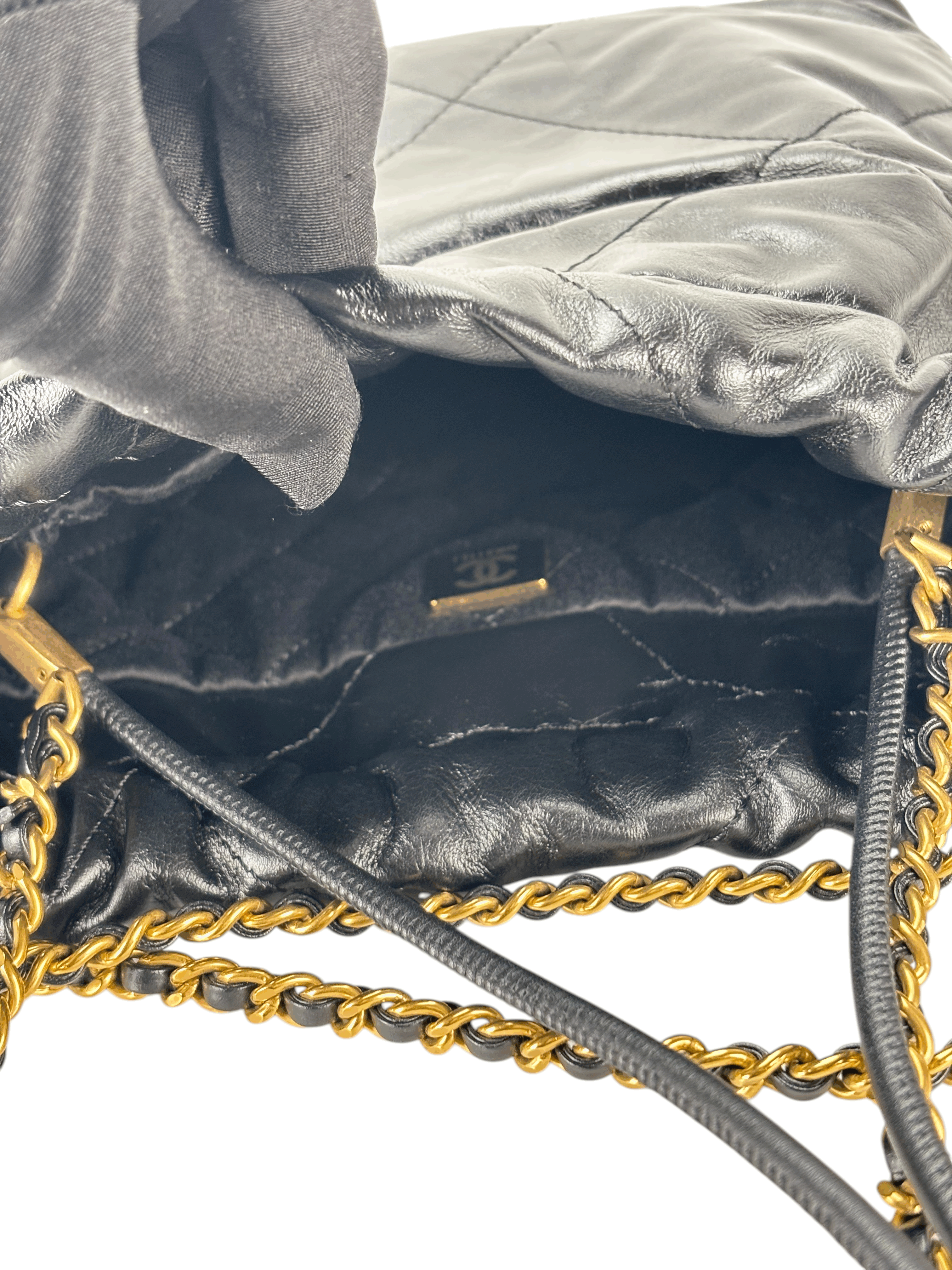 CHANEL - 22 Mini Bag Black Calfskin Gold Hardware