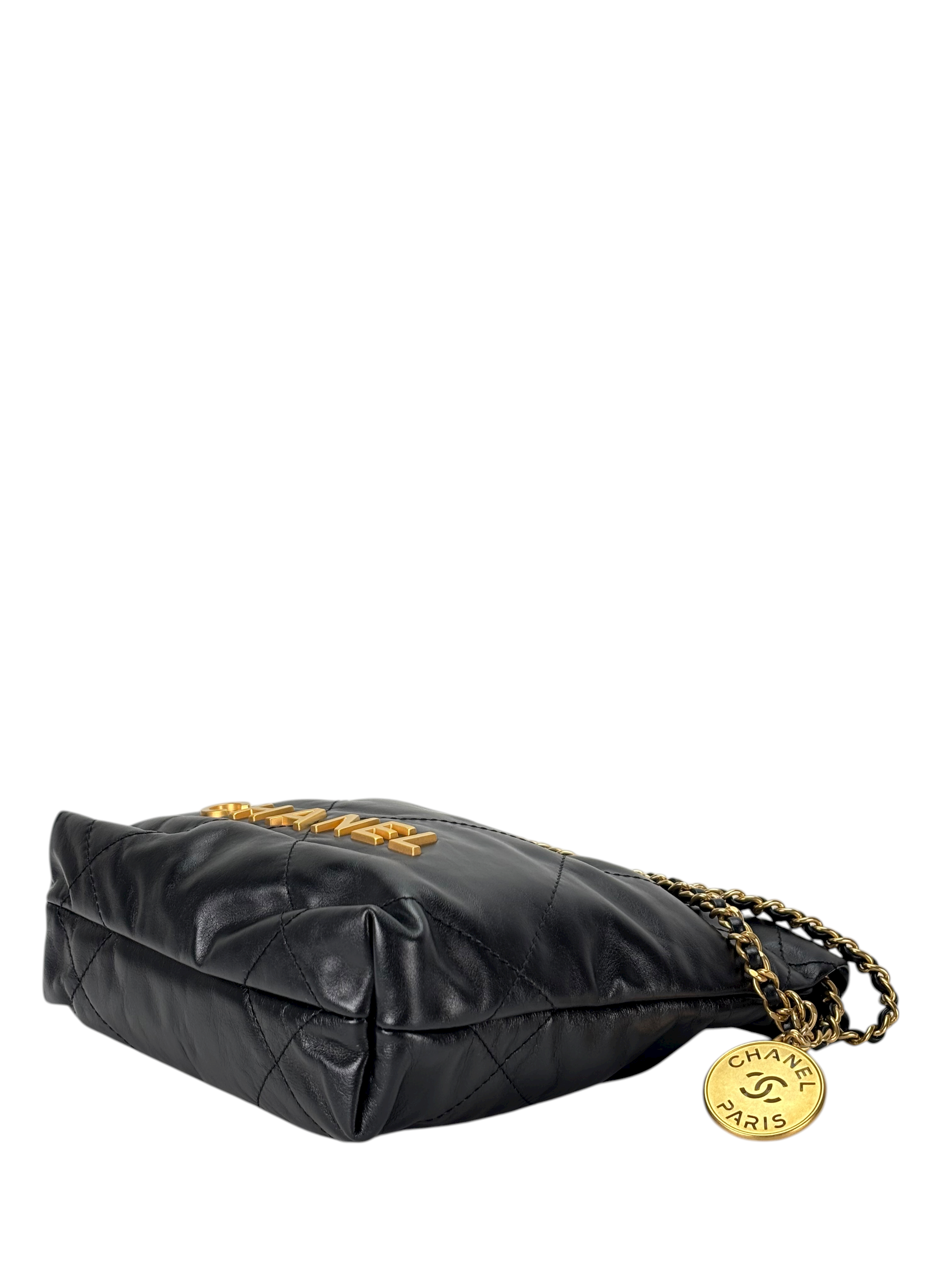 CHANEL - 22 Mini Bag Black Calfskin Gold Hardware