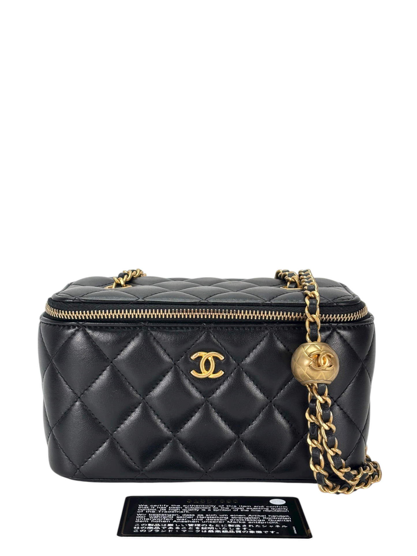 CHANEL - Black Lambskin Chain Vanity Shoulder Bag