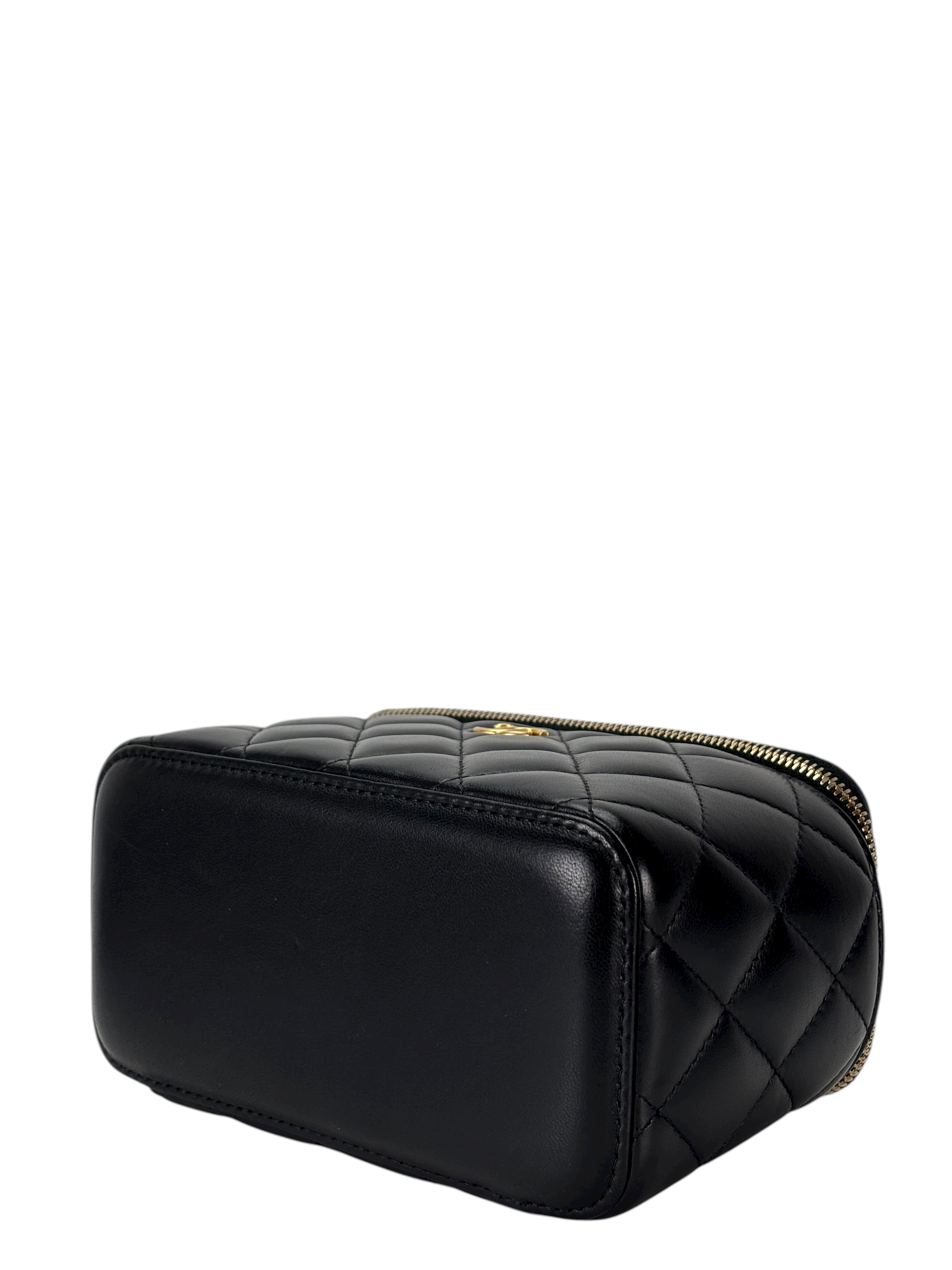 CHANEL - Black Lambskin Chain Vanity Shoulder Bag