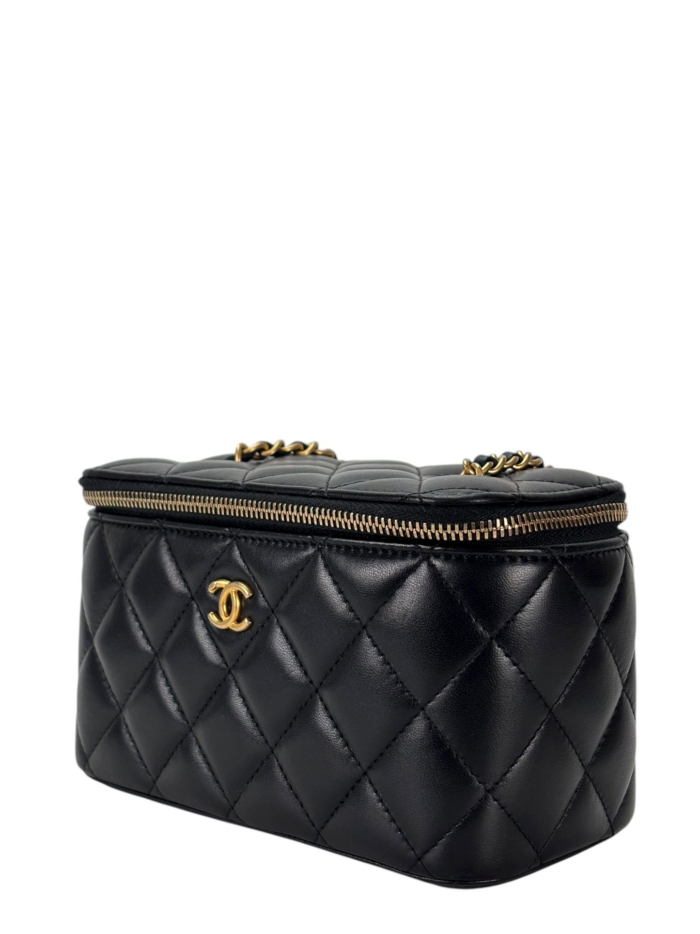 CHANEL - Black Lambskin Chain Vanity Shoulder Bag