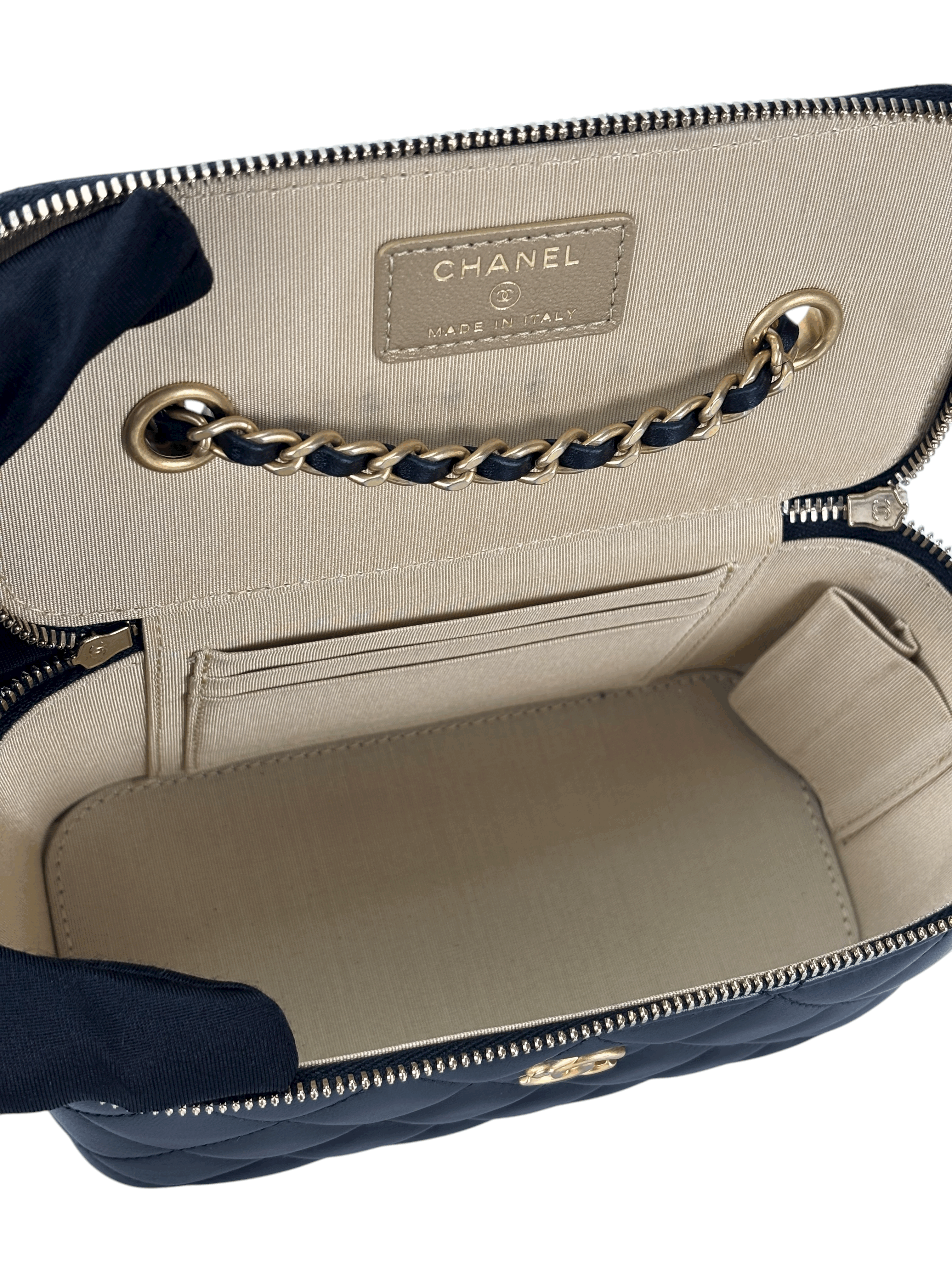 CHANEL - Black Lambskin Chain Vanity Shoulder Bag