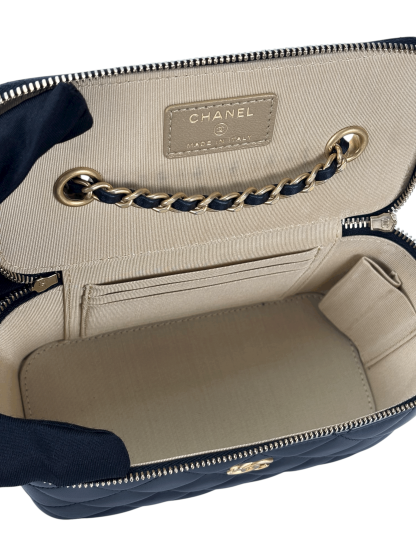 CHANEL - Black Lambskin Chain Vanity Shoulder Bag