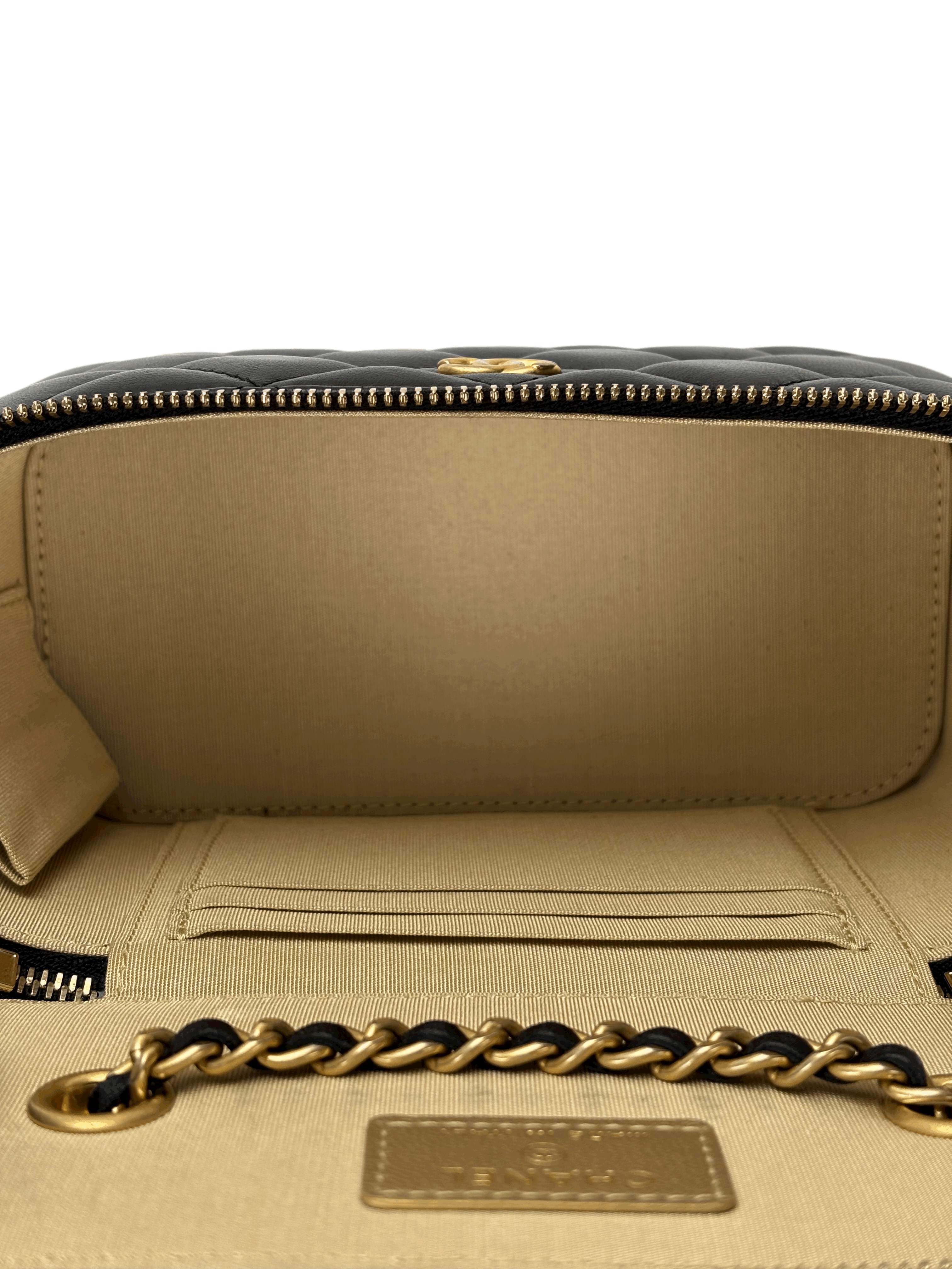 CHANEL - Black Lambskin Chain Vanity Shoulder Bag
