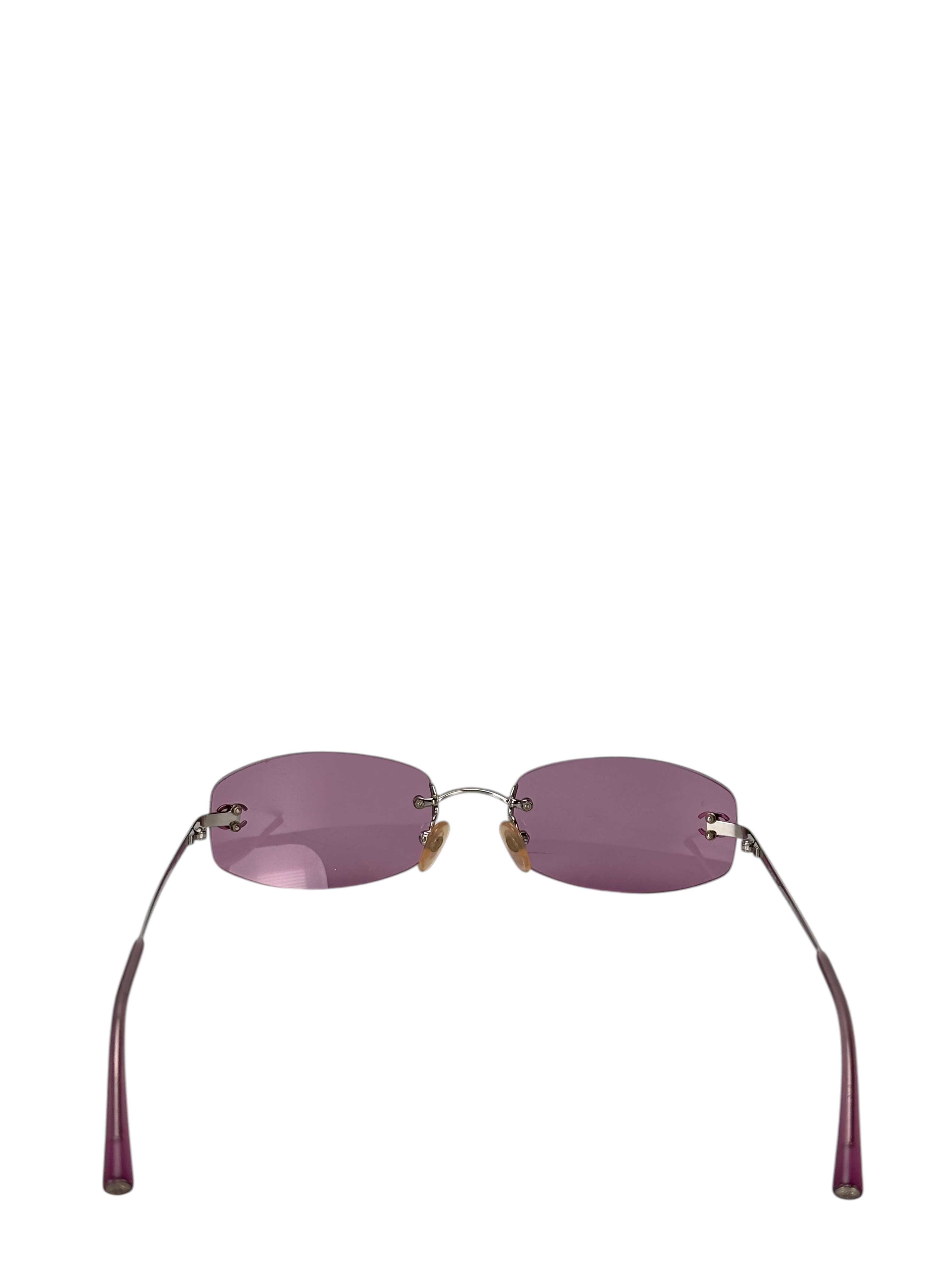 CHANEL - Purple Rectangular Tinted Rimless Sunglasses