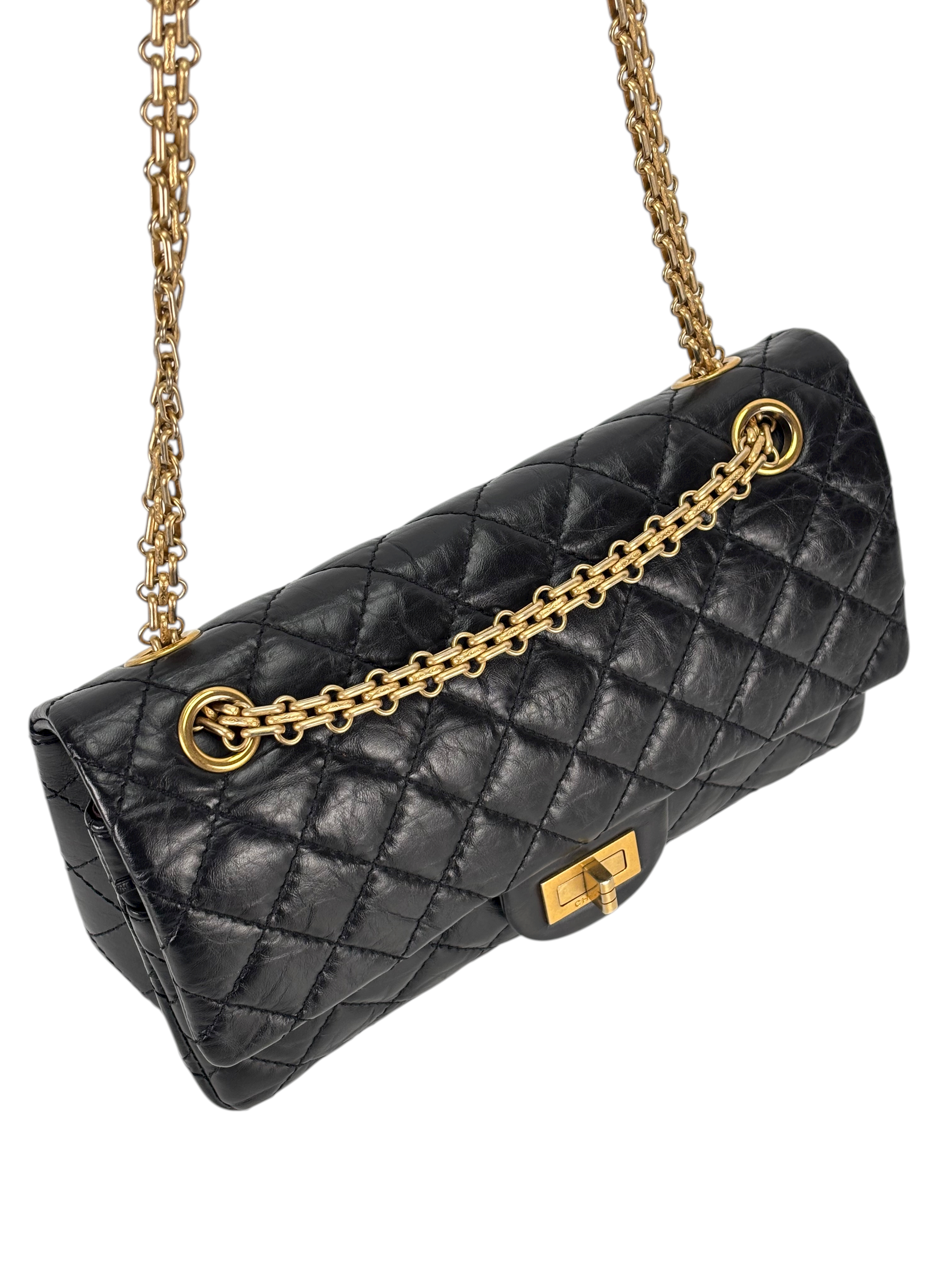 CHANEL - 2.55 Reissue 225 Flap Black Calfskin Gold Hardware